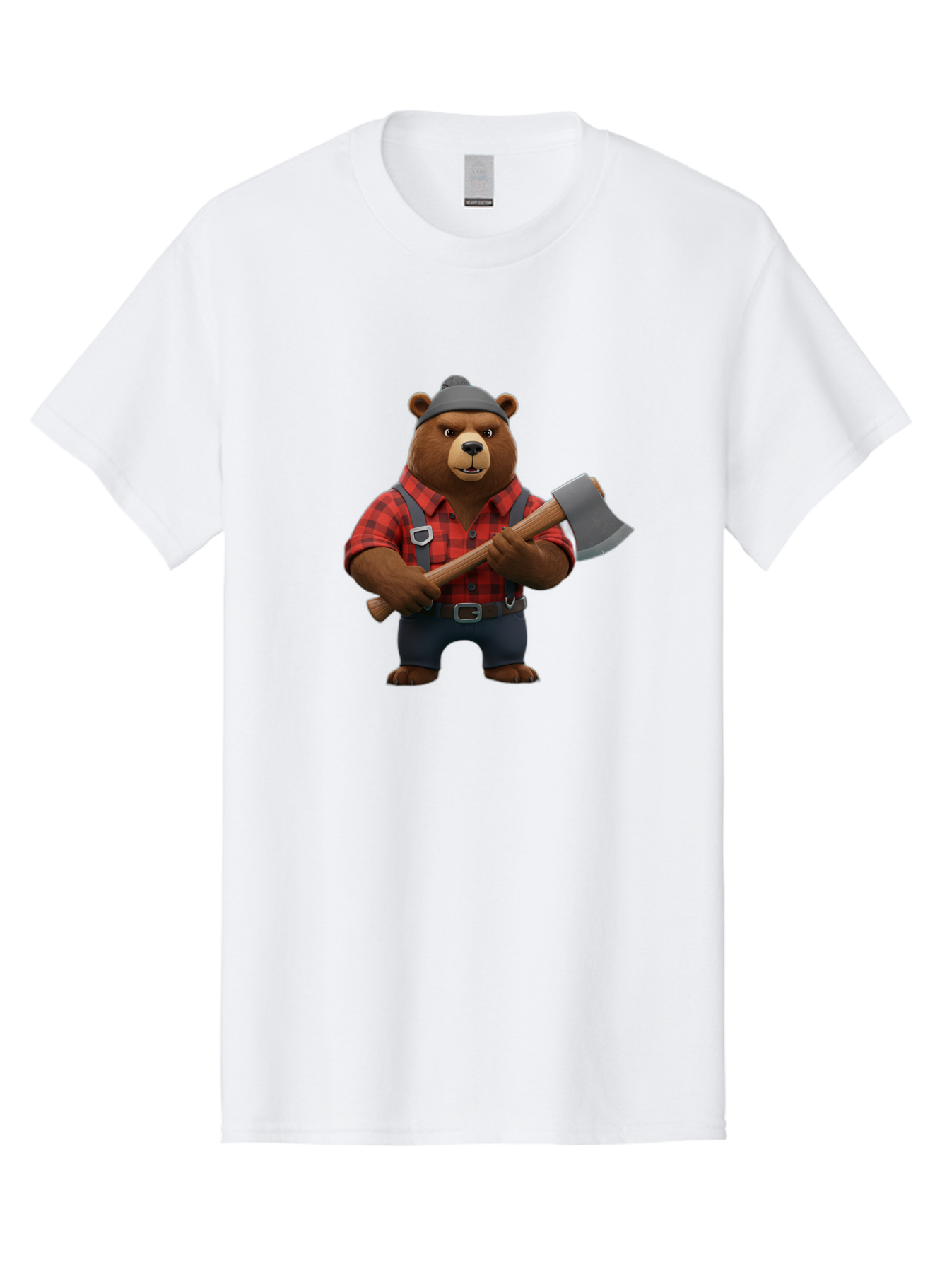 Lumberjack-Bear Men'S Graphic Tee, 100% Cotton, Comfortable Casual Summer Wear, Machine Washable, Vintage Camera, Old Camera, Antique Camera, Black Camera, Classic Photography, Photography Equipment, Nostalgic Device, Film Camera, Camera Art Baf198