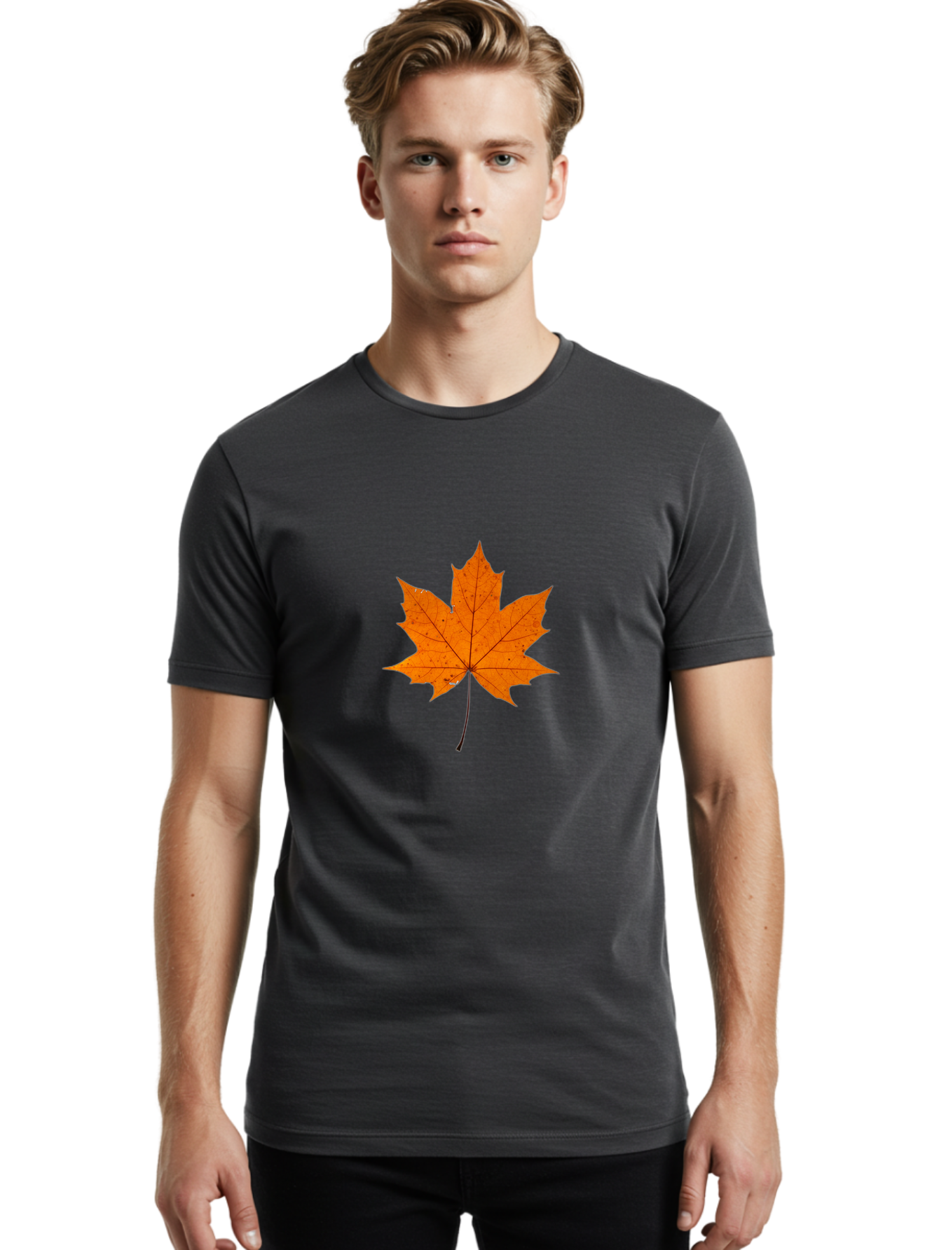 Maple-Leaf-1 Men'S Graphic Tee, 100% Cotton, Comfortable Casual Summer Wear, Machine Washable, Vintage Camera, Old Camera, Antique Camera, Black Camera, Classic Photography, Photography Equipment, Nostalgic Device, Film Camera, Camera Art Baf201