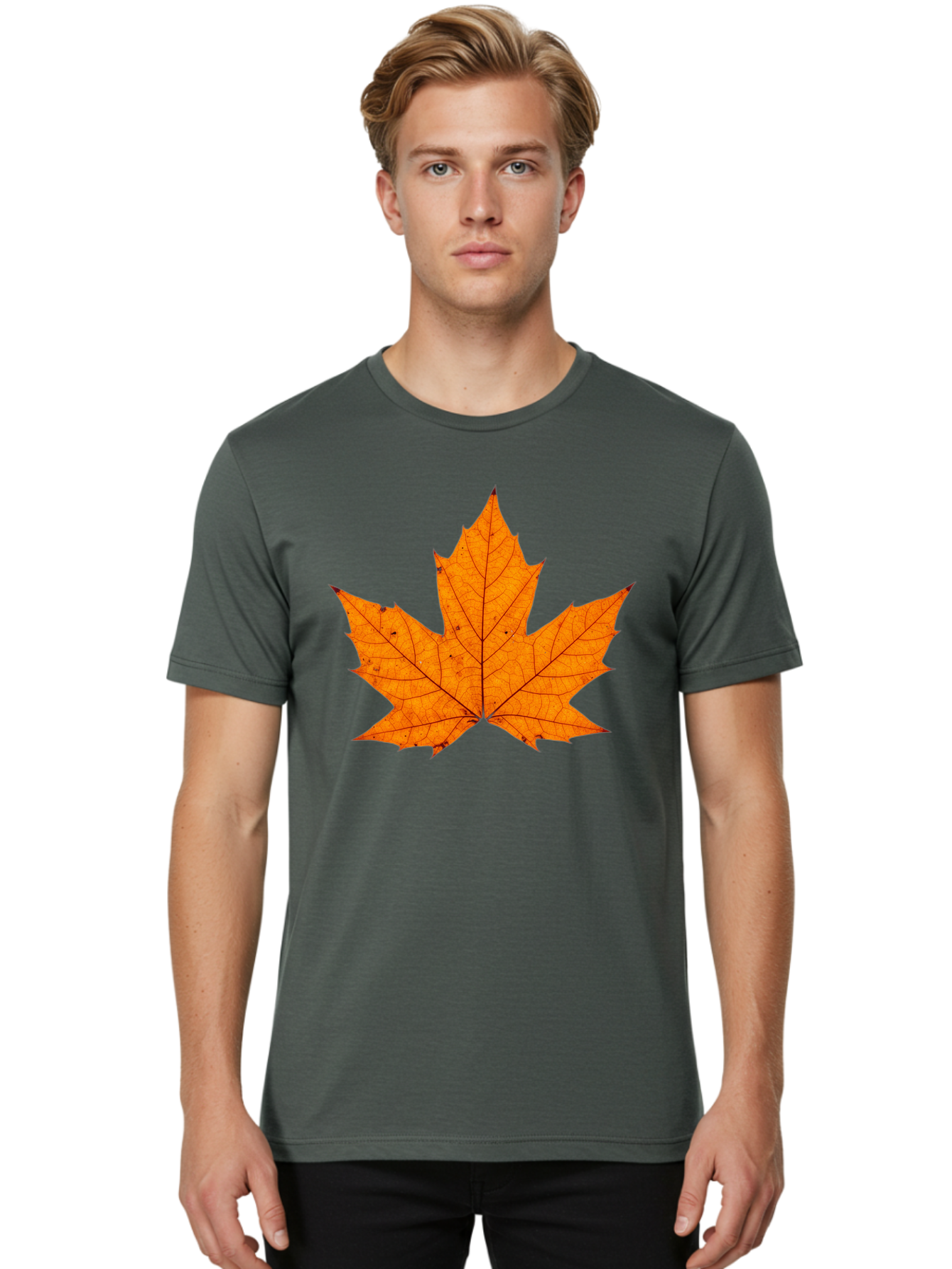 Maple-Leaf-2 Men'S Graphic Tee, 100% Cotton, Comfortable Casual Summer Wear, Machine Washable, Vintage Camera, Old Camera, Antique Camera, Black Camera, Classic Photography, Photography Equipment, Nostalgic Device, Film Camera, Camera Art Baf202