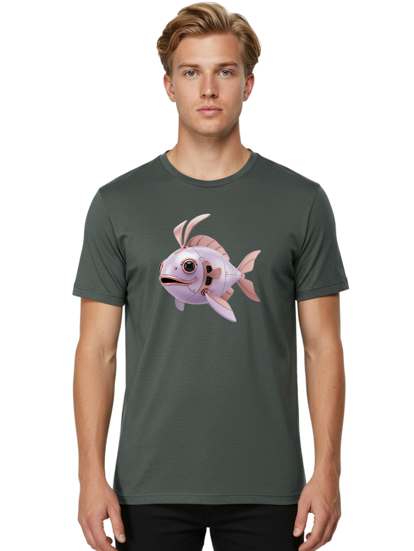Mechanical-Fish Men'S Graphic Tee, 100% Cotton, Comfortable Casual Summer Wear, Machine Washable, Vintage Camera, Old Camera, Antique Camera, Black Camera, Classic Photography, Photography Equipment, Nostalgic Device, Film Camera, Camera Art Baf205