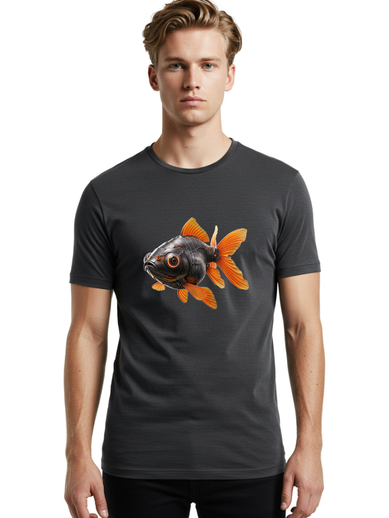Mechanical-Goldfish Men'S Graphic Tee, 100% Cotton, Comfortable Casual Summer Wear, Machine Washable, Vintage Camera, Old Camera, Antique Camera, Black Camera, Classic Photography, Photography Equipment, Nostalgic Device, Film Camera, Baf206