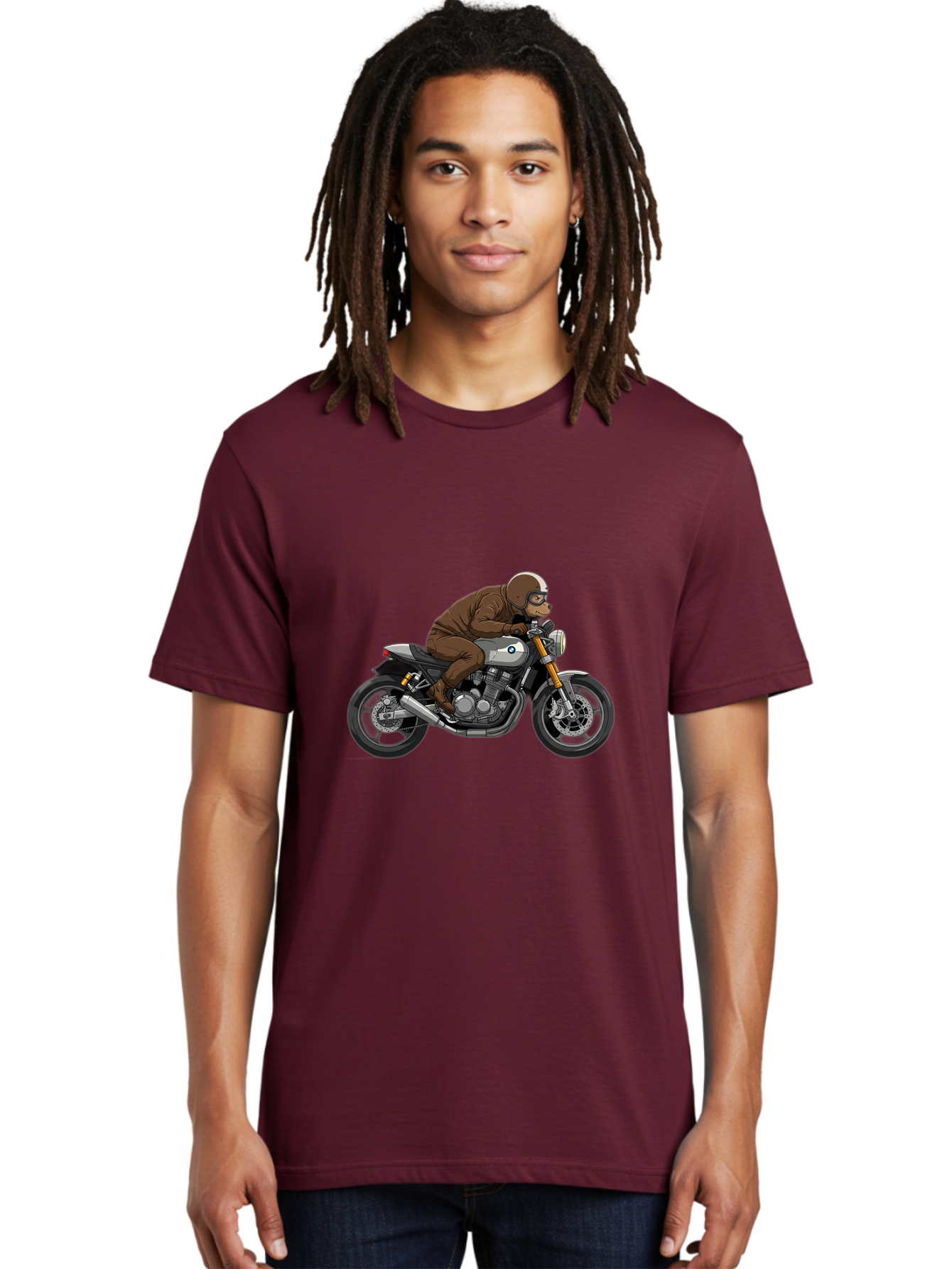 Monkey-On-Bmw-Motorcycle Men'S Graphic Tee, 100% Cotton, Comfortable Casual Summer Wear, Machine Washable, Vintage Camera, Old Camera, Antique Camera, Black Camera, Classic Photography, Photography Equipment, Nostalgic Device, Film Camera, Baf231