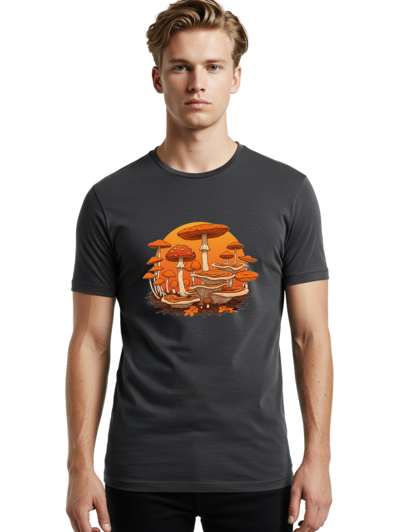 Mushroom-Cluster Men'S Graphic Tee, 100% Cotton, Comfortable Casual Summer Wear, Machine Washable, Vintage Camera, Old Camera, Antique Camera, Black Camera, Classic Photography, Photography Equipment, Nostalgic Device, Film Camera, Camera Art Baf235