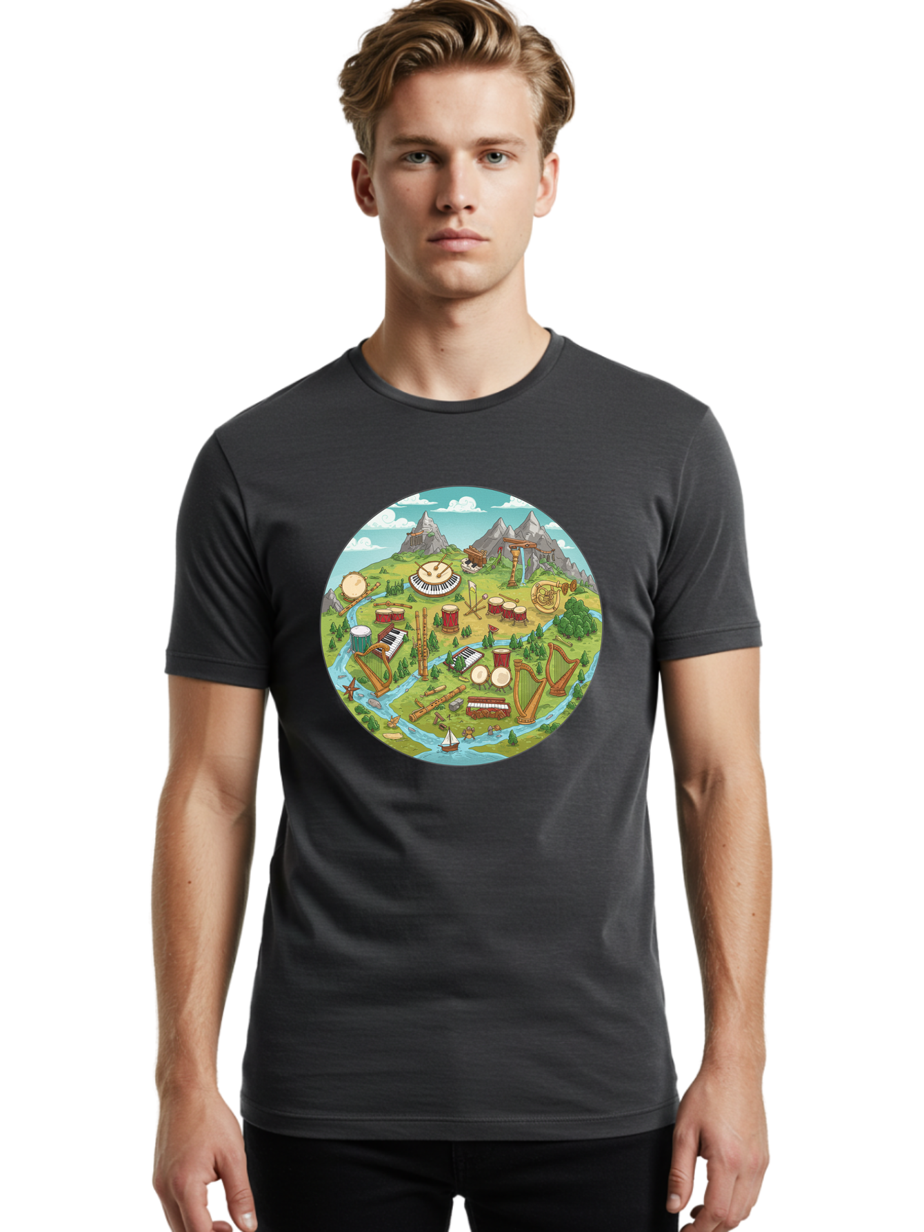 Music-Instruments-Landscape Men'S Graphic Tee, 100% Cotton, Comfortable Casual Summer Wear, Machine Washable, Vintage Camera, Old Camera, Antique Camera, Black Camera, Classic Photography, Photography Equipment, Nostalgic Device, Film Camera, Baf236