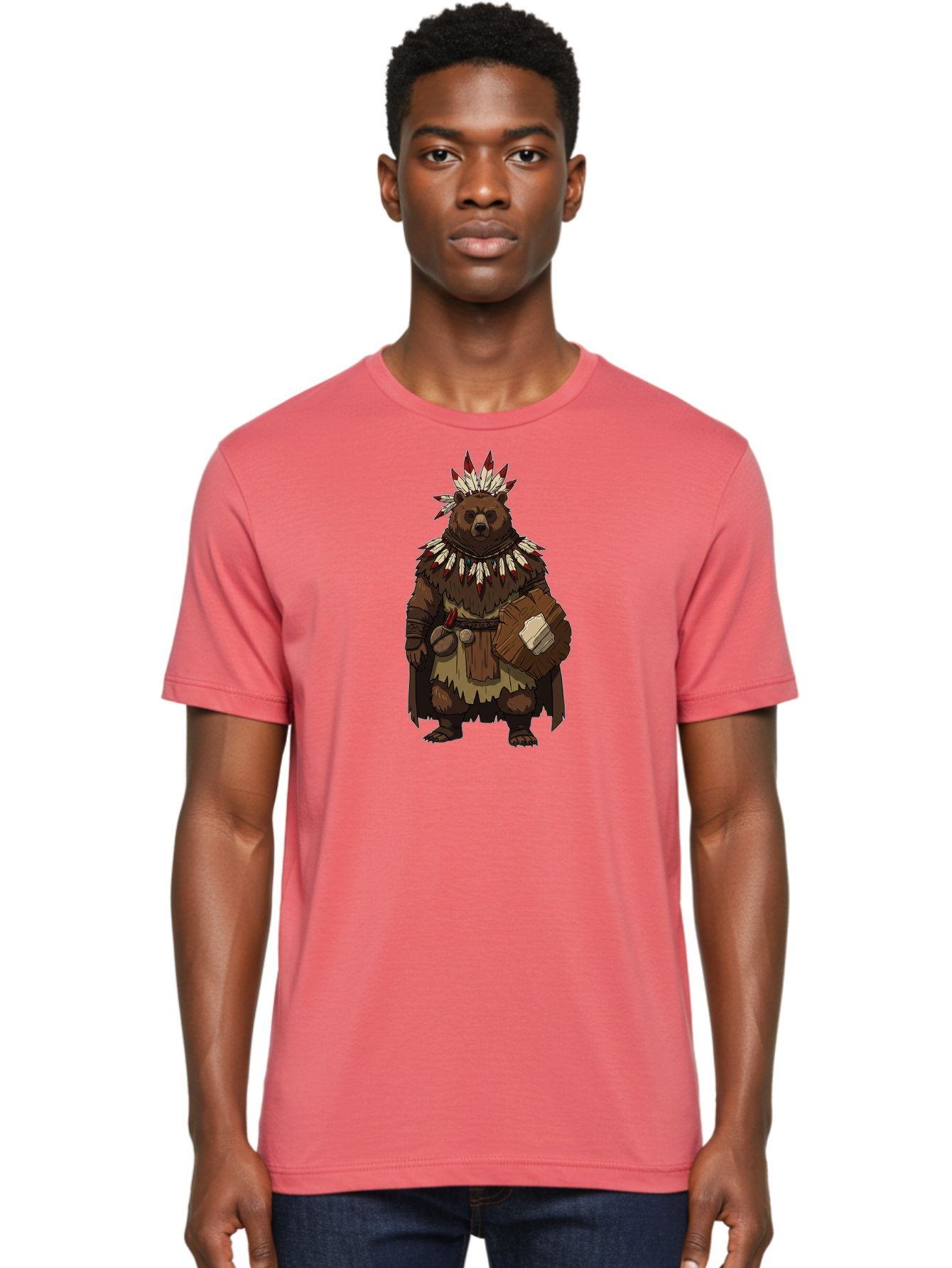 Native-American-Bear-Warrior Men'S Graphic Tee, 100% Cotton, Comfortable Casual Summer Wear, Machine Washable, Vintage Camera, Old Camera, Antique Camera, Black Camera, Classic Photography, Photography Equipment, Nostalgic Device, Film Camera, Baf238