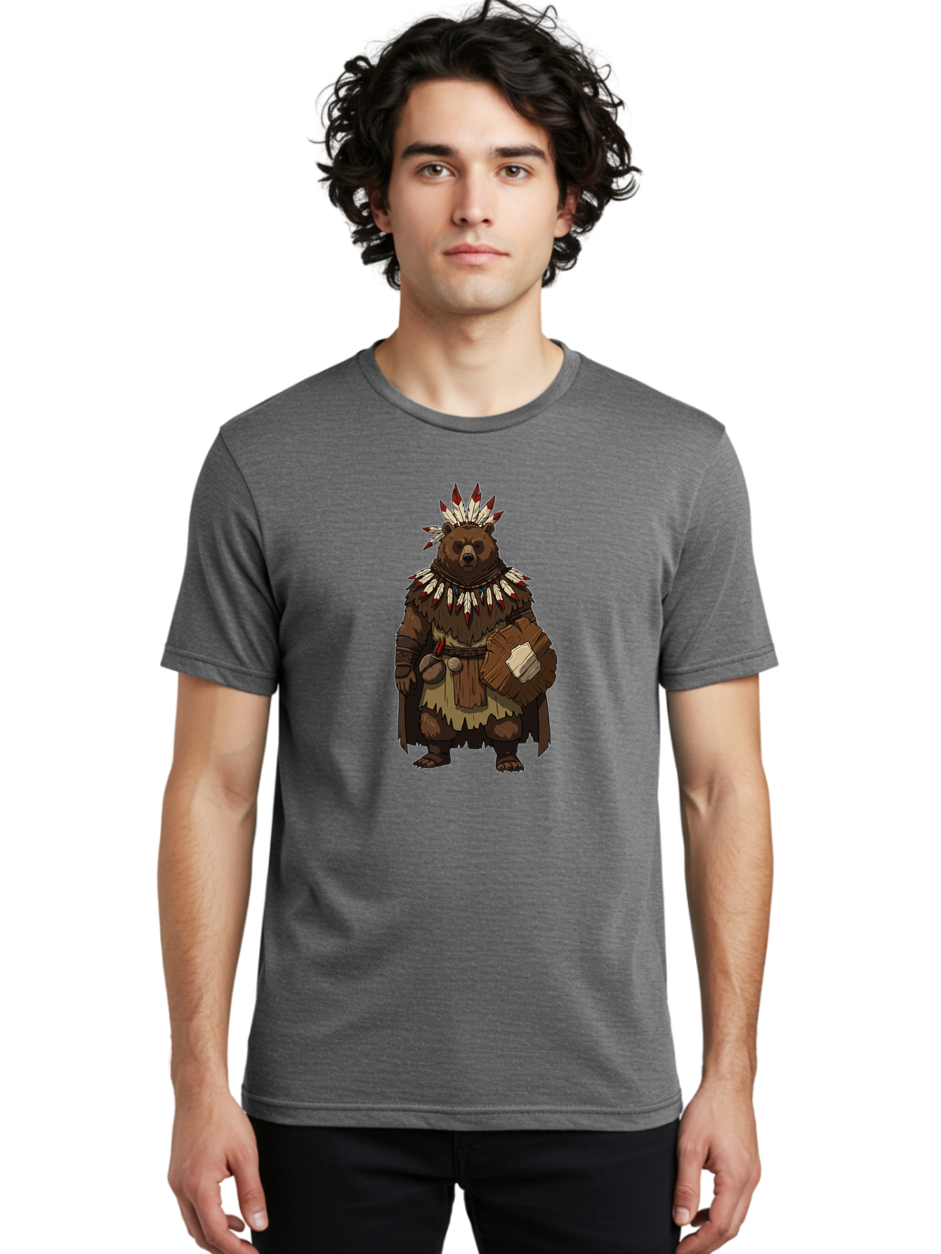 Native-American-Bear-Warrior Men'S Graphic Tee, 100% Cotton, Comfortable Casual Summer Wear, Machine Washable, Vintage Camera, Old Camera, Antique Camera, Black Camera, Classic Photography, Photography Equipment, Nostalgic Device, Film Camera, Baf238