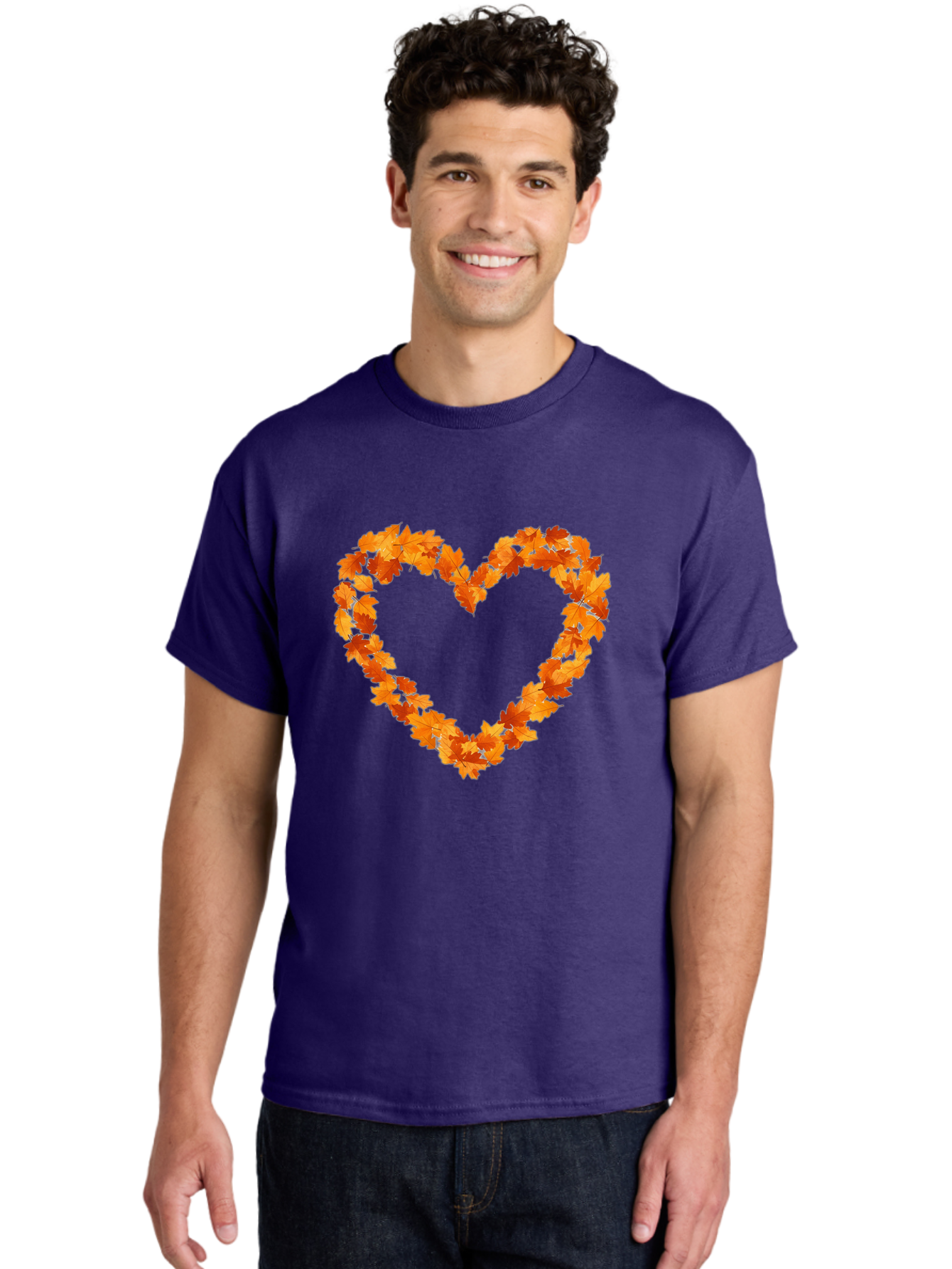 Orange-Leaves-Heart Men'S Graphic Tee, 100% Cotton, Comfortable Casual Summer Wear, Machine Washable, Vintage Camera, Old Camera, Antique Camera, Black Camera, Classic Photography, Photography Equipment, Nostalgic Device, Film Camera, Baf244