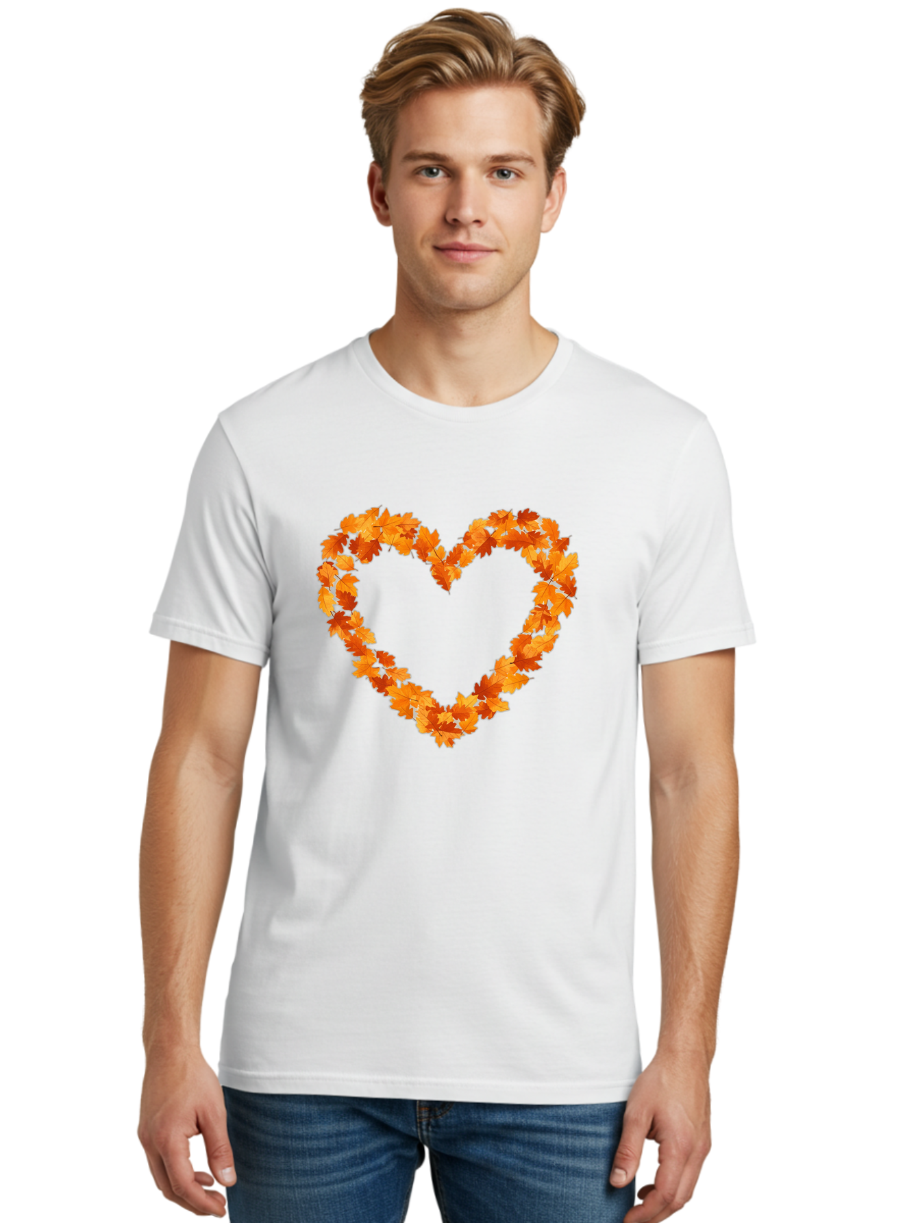 Orange-Leaves-Heart Men'S Graphic Tee, 100% Cotton, Comfortable Casual Summer Wear, Machine Washable, Vintage Camera, Old Camera, Antique Camera, Black Camera, Classic Photography, Photography Equipment, Nostalgic Device, Film Camera, Baf244