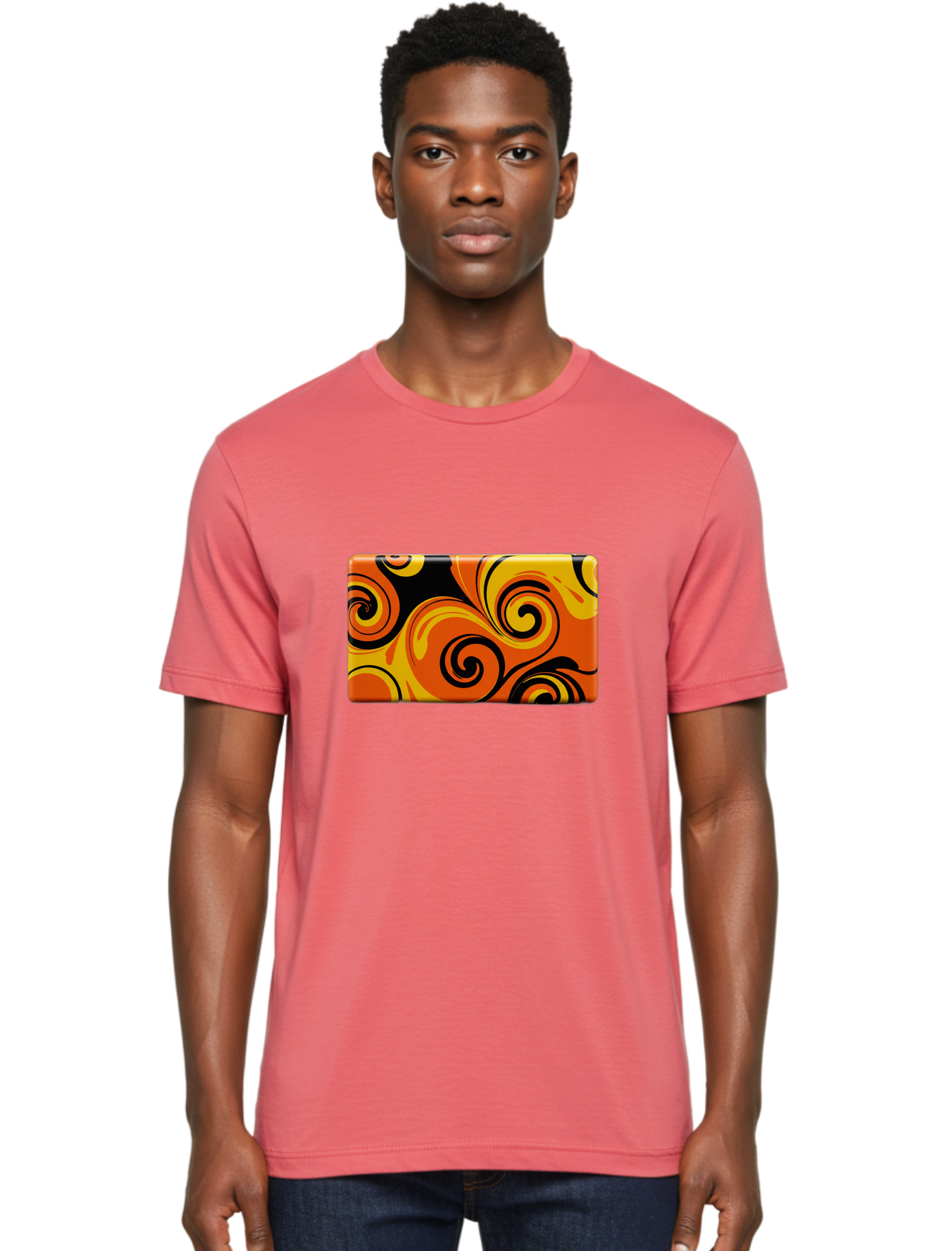 Orange-Swirl-Design Men'S Graphic Tee, 100% Cotton, Comfortable Casual Summer Wear, Machine Washable, Vintage Camera, Old Camera, Antique Camera, Black Camera, Classic Photography, Photography Equipment, Nostalgic Device, Film Camera, Baf245