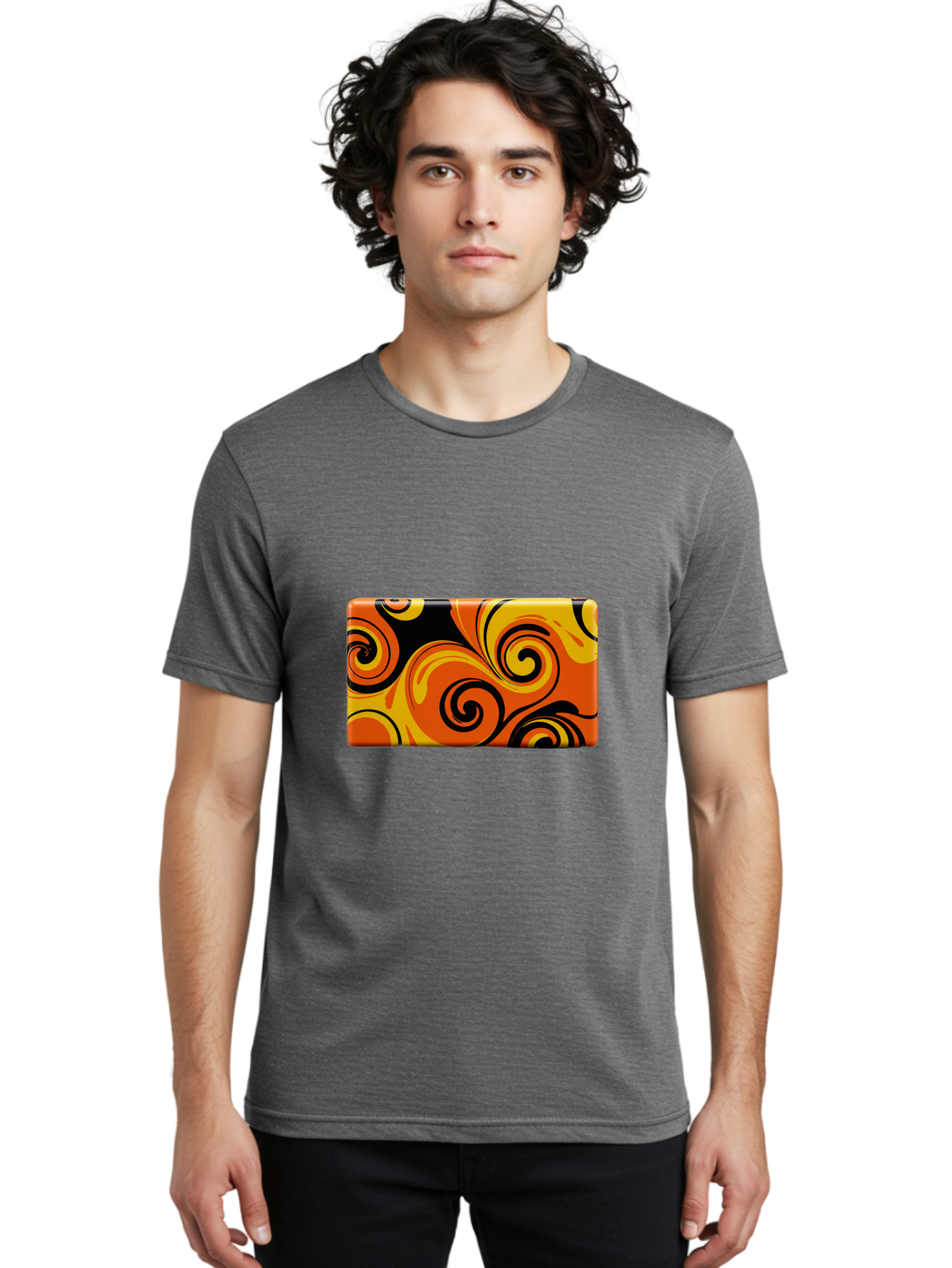 Orange-Swirl-Design Men'S Graphic Tee, 100% Cotton, Comfortable Casual Summer Wear, Machine Washable, Vintage Camera, Old Camera, Antique Camera, Black Camera, Classic Photography, Photography Equipment, Nostalgic Device, Film Camera, Baf245