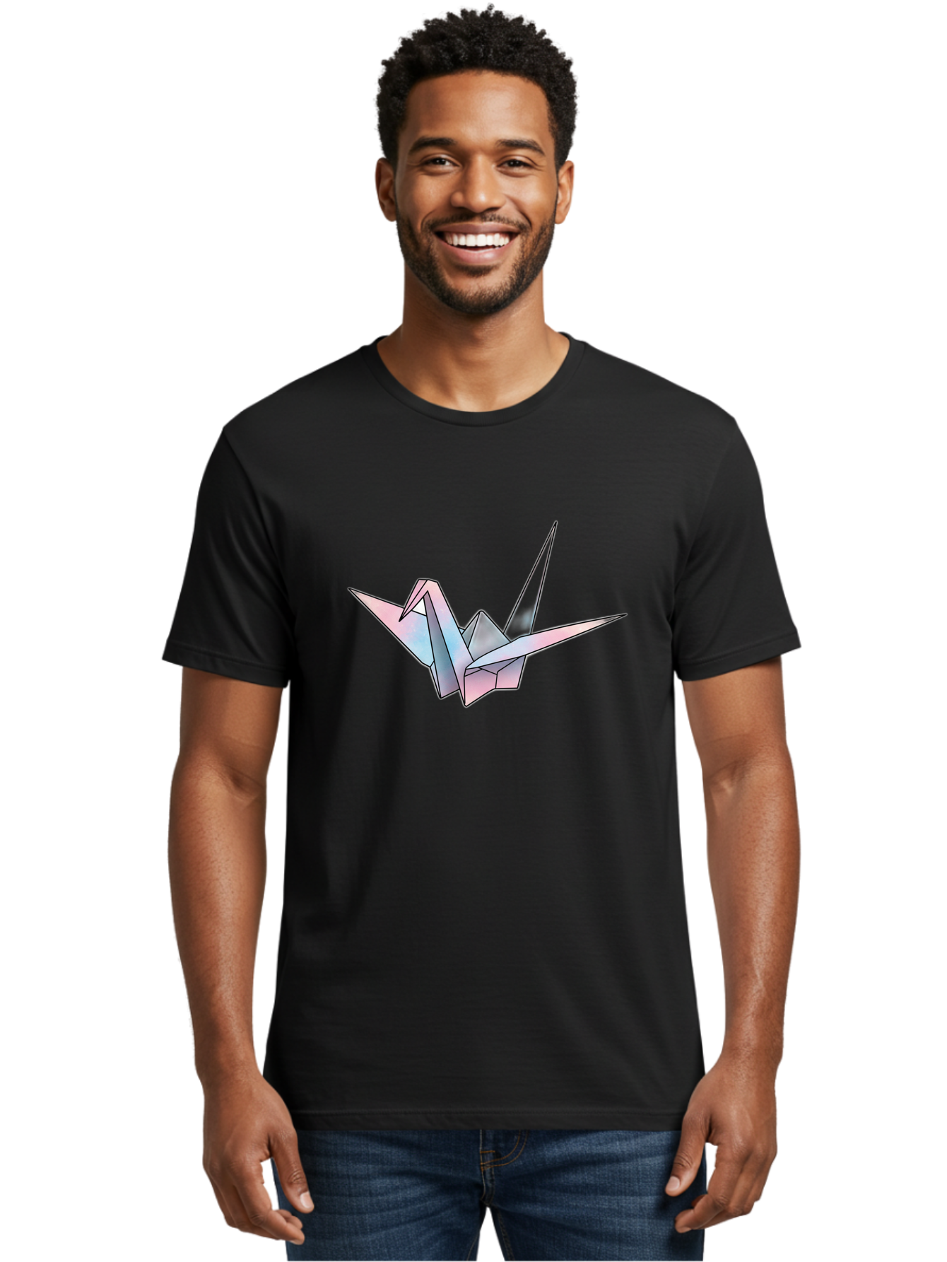 Origami-Crane-2 Men'S Graphic Tee, 100% Cotton, Comfortable Casual Summer Wear, Machine Washable, Vintage Camera, Old Camera, Antique Camera, Black Camera, Classic Photography, Photography Equipment, Nostalgic Device, Film Camera, Camera Art Baf250