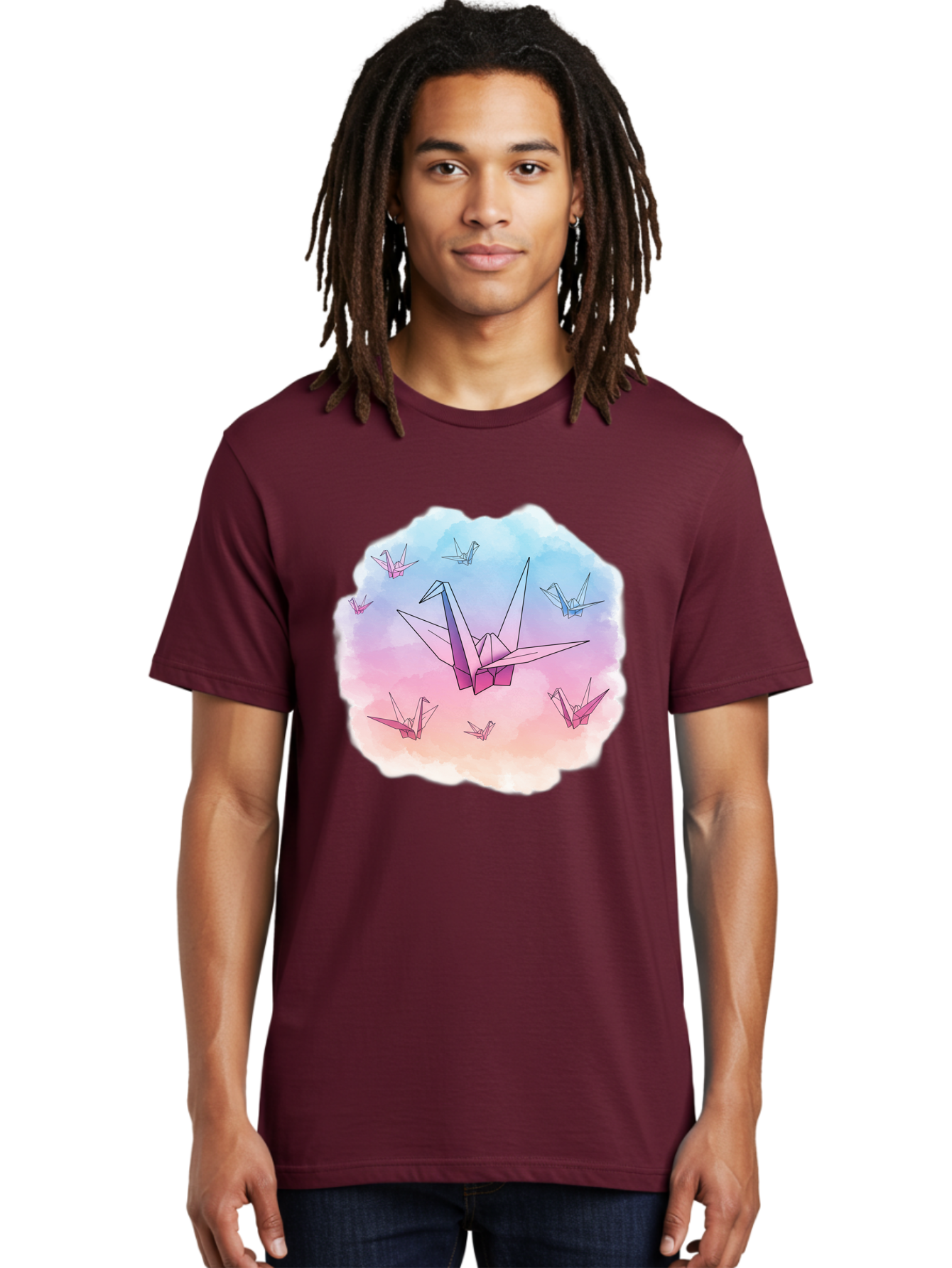 Origami-Cranes-2 Men'S Graphic Tee, 100% Cotton, Comfortable Casual Summer Wear, Machine Washable, Vintage Camera, Old Camera, Antique Camera, Black Camera, Classic Photography, Photography Equipment, Nostalgic Device, Film Camera, Camera Art Baf254