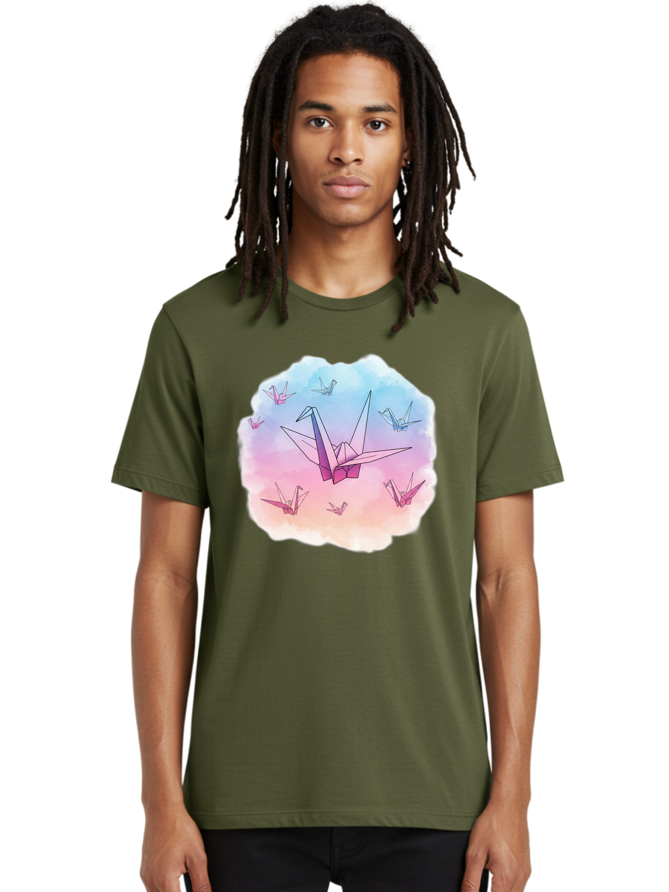 Origami-Cranes-2 Men'S Graphic Tee, 100% Cotton, Comfortable Casual Summer Wear, Machine Washable, Vintage Camera, Old Camera, Antique Camera, Black Camera, Classic Photography, Photography Equipment, Nostalgic Device, Film Camera, Camera Art Baf254