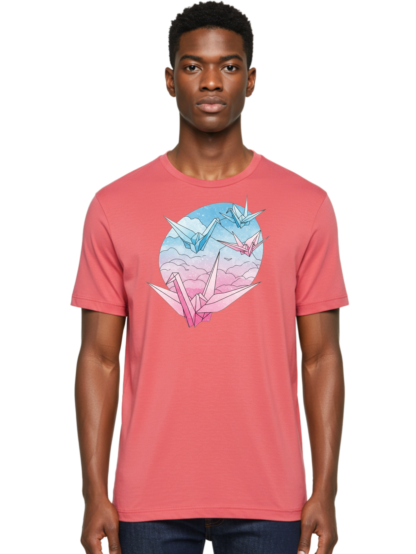 Origami-Cranes-3 Men'S Graphic Tee, 100% Cotton, Comfortable Casual Summer Wear, Machine Washable, Vintage Camera, Old Camera, Antique Camera, Black Camera, Classic Photography, Photography Equipment, Nostalgic Device, Film Camera, Camera Art Baf255