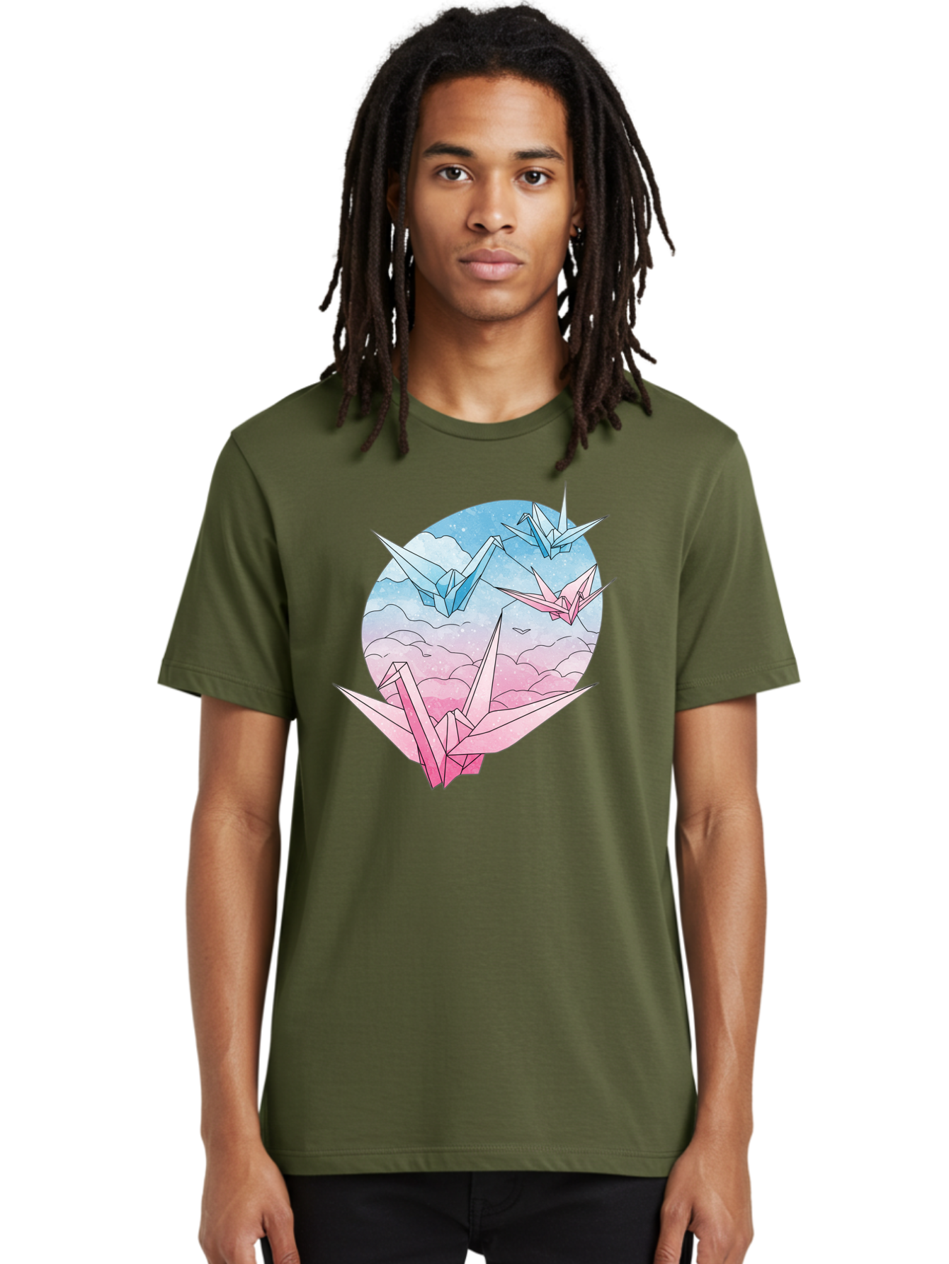 Origami-Cranes-3 Men'S Graphic Tee, 100% Cotton, Comfortable Casual Summer Wear, Machine Washable, Vintage Camera, Old Camera, Antique Camera, Black Camera, Classic Photography, Photography Equipment, Nostalgic Device, Film Camera, Camera Art Baf255