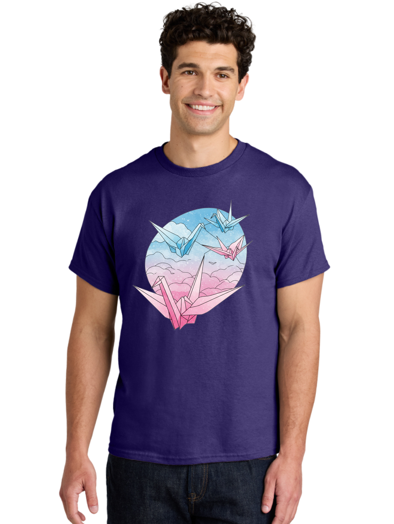 Origami-Cranes-3 Men'S Graphic Tee, 100% Cotton, Comfortable Casual Summer Wear, Machine Washable, Vintage Camera, Old Camera, Antique Camera, Black Camera, Classic Photography, Photography Equipment, Nostalgic Device, Film Camera, Camera Art Baf255