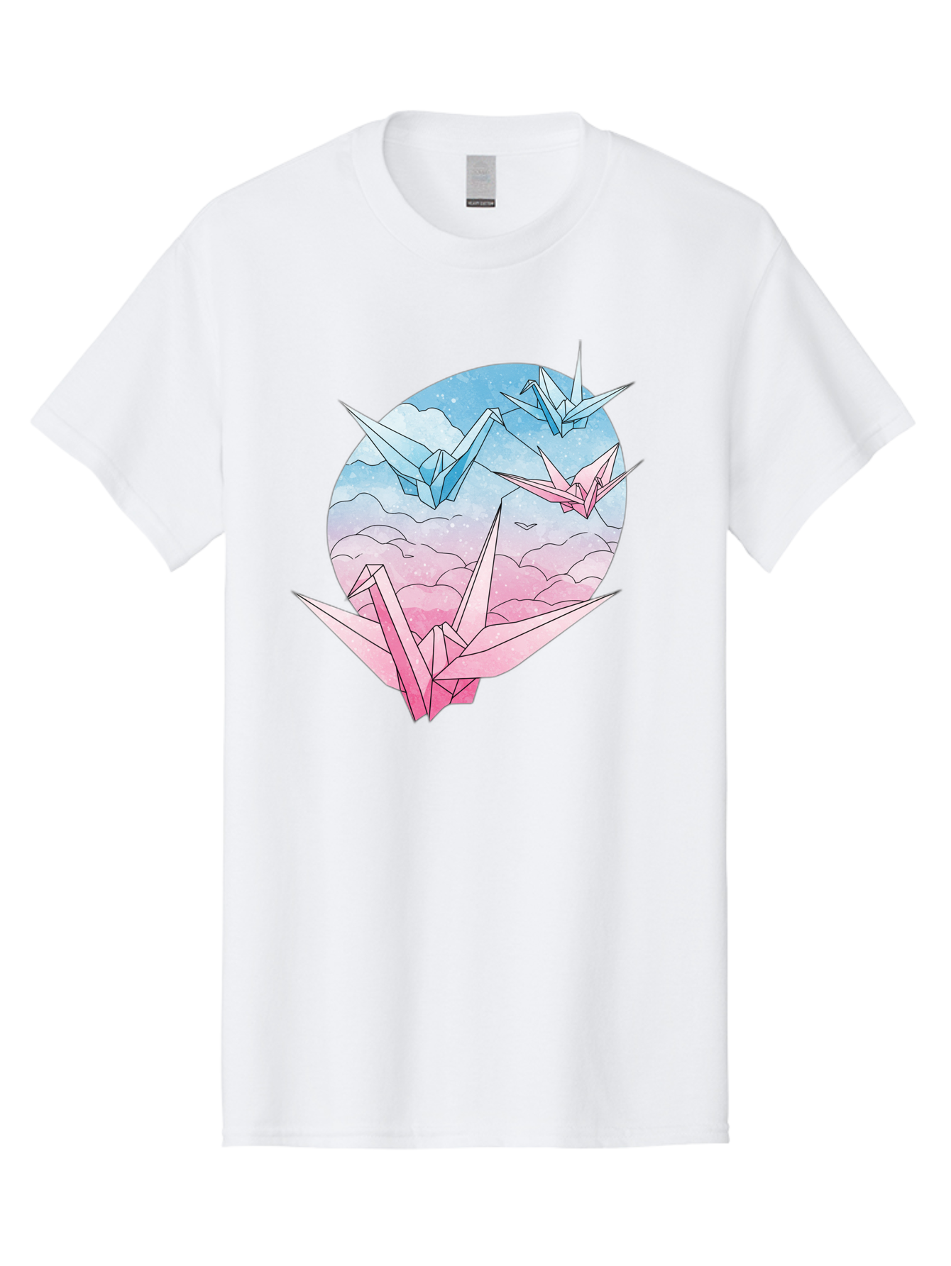 Origami-Cranes-3 Men'S Graphic Tee, 100% Cotton, Comfortable Casual Summer Wear, Machine Washable, Vintage Camera, Old Camera, Antique Camera, Black Camera, Classic Photography, Photography Equipment, Nostalgic Device, Film Camera, Camera Art Baf255