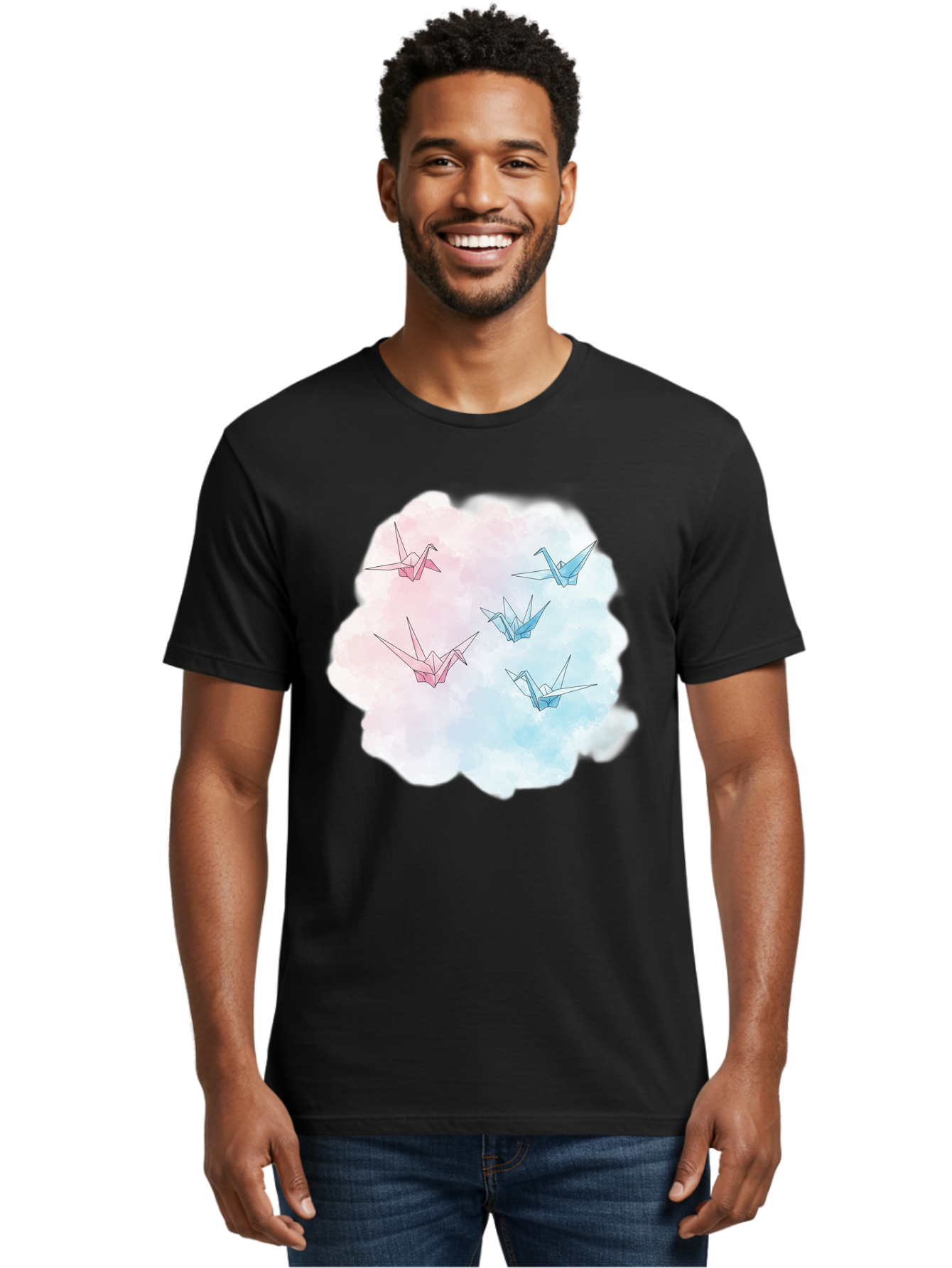 Origami-Cranes-On-Cloud Men'S Graphic Tee, 100% Cotton, Comfortable Casual Summer Wear, Machine Washable, Vintage Camera, Old Camera, Antique Camera, Black Camera, Classic Photography, Photography Equipment, Nostalgic Device, Film Camera, Baf256