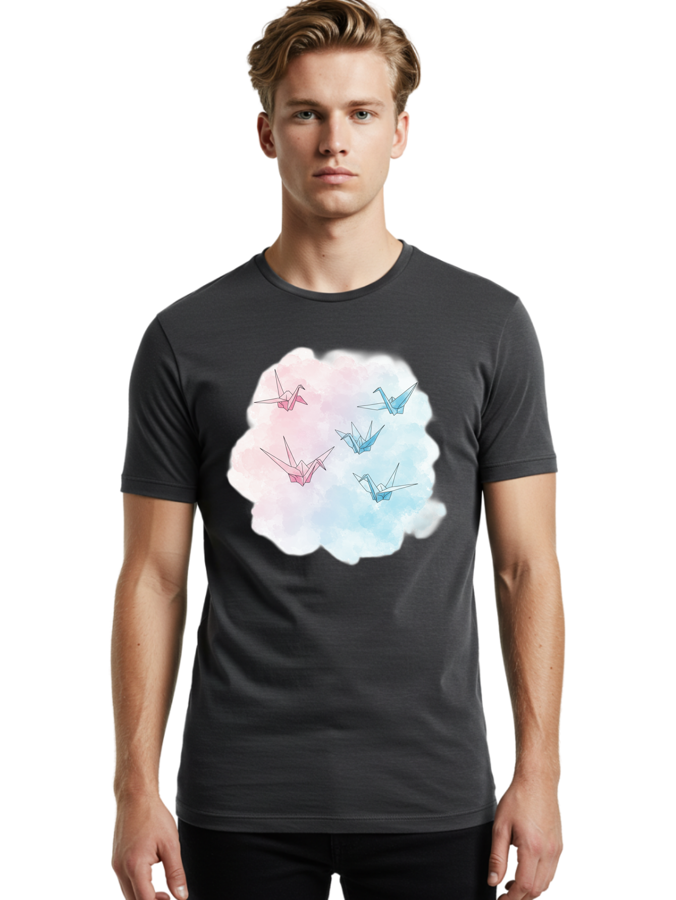 Origami-Cranes-On-Cloud Men'S Graphic Tee, 100% Cotton, Comfortable Casual Summer Wear, Machine Washable, Vintage Camera, Old Camera, Antique Camera, Black Camera, Classic Photography, Photography Equipment, Nostalgic Device, Film Camera, Baf256