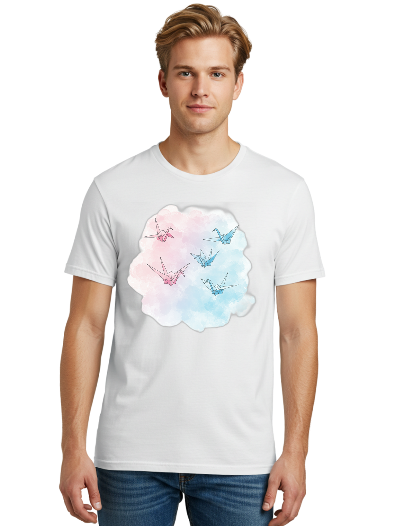 Origami-Cranes-On-Cloud Men'S Graphic Tee, 100% Cotton, Comfortable Casual Summer Wear, Machine Washable, Vintage Camera, Old Camera, Antique Camera, Black Camera, Classic Photography, Photography Equipment, Nostalgic Device, Film Camera, Baf256