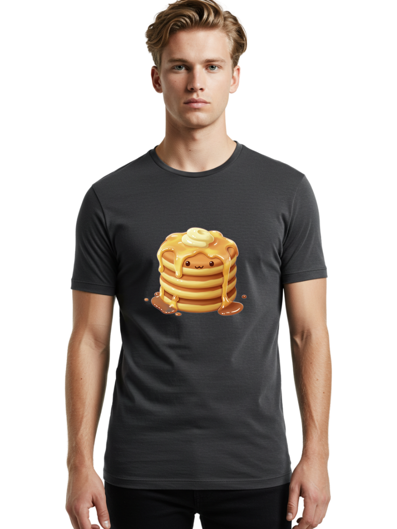 Pancakes-With-Syrup-And-Butter Men'S Graphic Tee, 100% Cotton, Comfortable Casual Summer Wear, Machine Washable, Vintage Camera, Old Camera, Antique Camera, Black Camera, Classic Photography, Photography Equipment, Nostalgic Device, Baf258