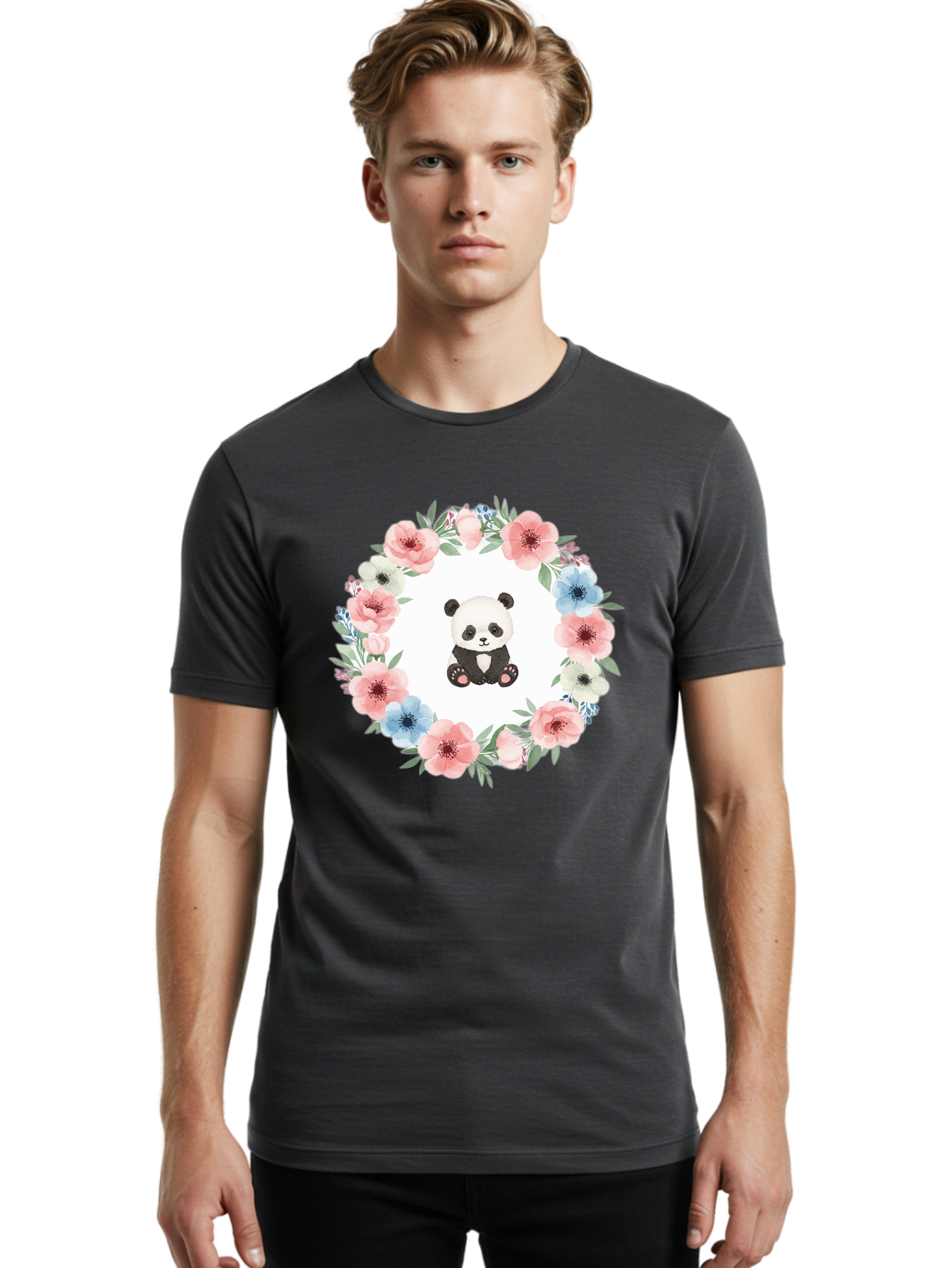 Panda-And-Flowers Men'S Graphic Tee, 100% Cotton, Comfortable Casual Summer Wear, Machine Washable, Vintage Camera, Old Camera, Antique Camera, Black Camera, Classic Photography, Photography Equipment, Nostalgic Device, Film Camera, Camera Art Baf266