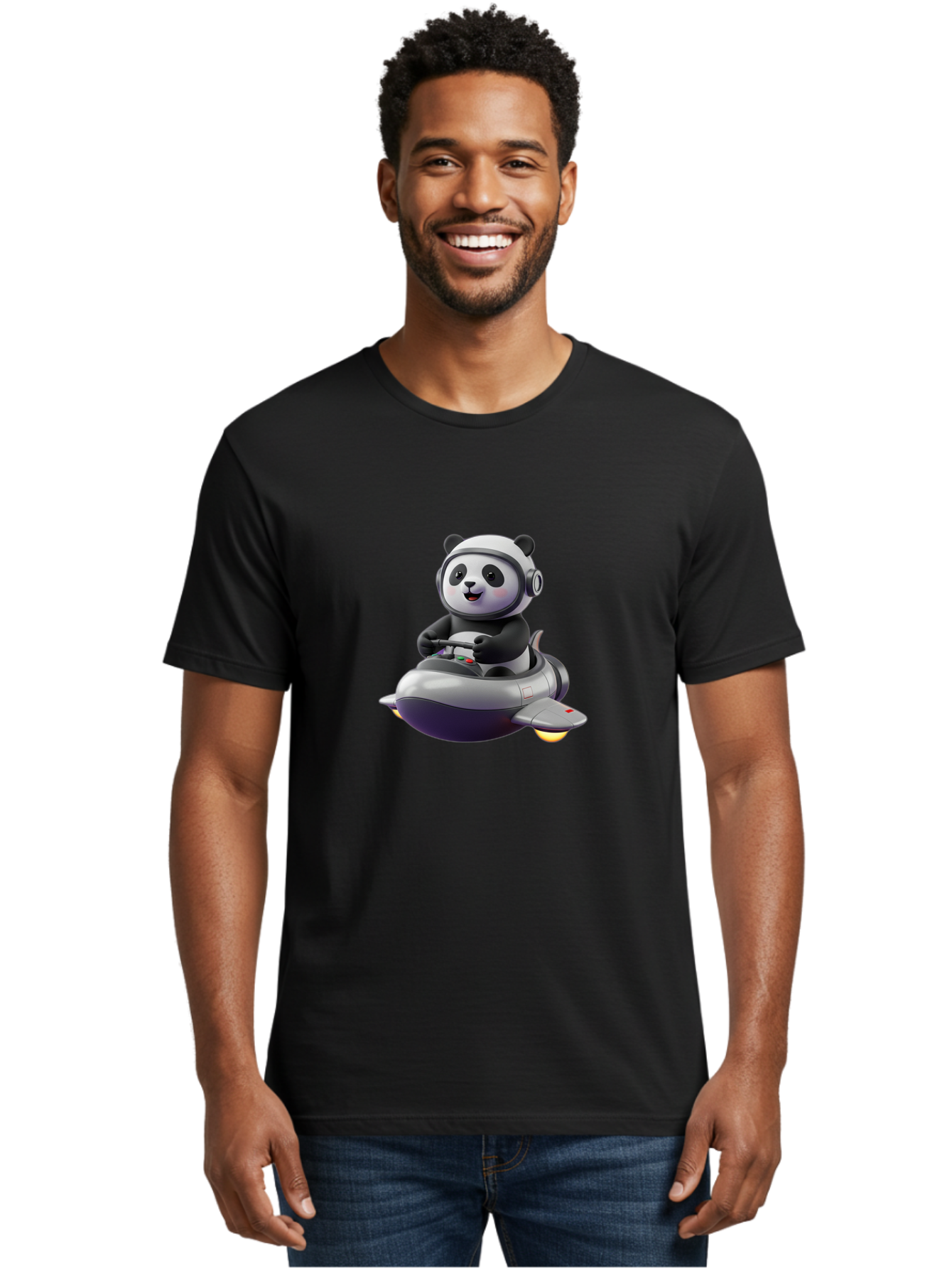 Panda-Flying-Jet Men'S Graphic Tee, 100% Cotton, Comfortable Casual Summer Wear, Machine Washable, Vintage Camera, Old Camera, Antique Camera, Black Camera, Classic Photography, Photography Equipment, Nostalgic Device, Film Camera, Camera Art Baf288