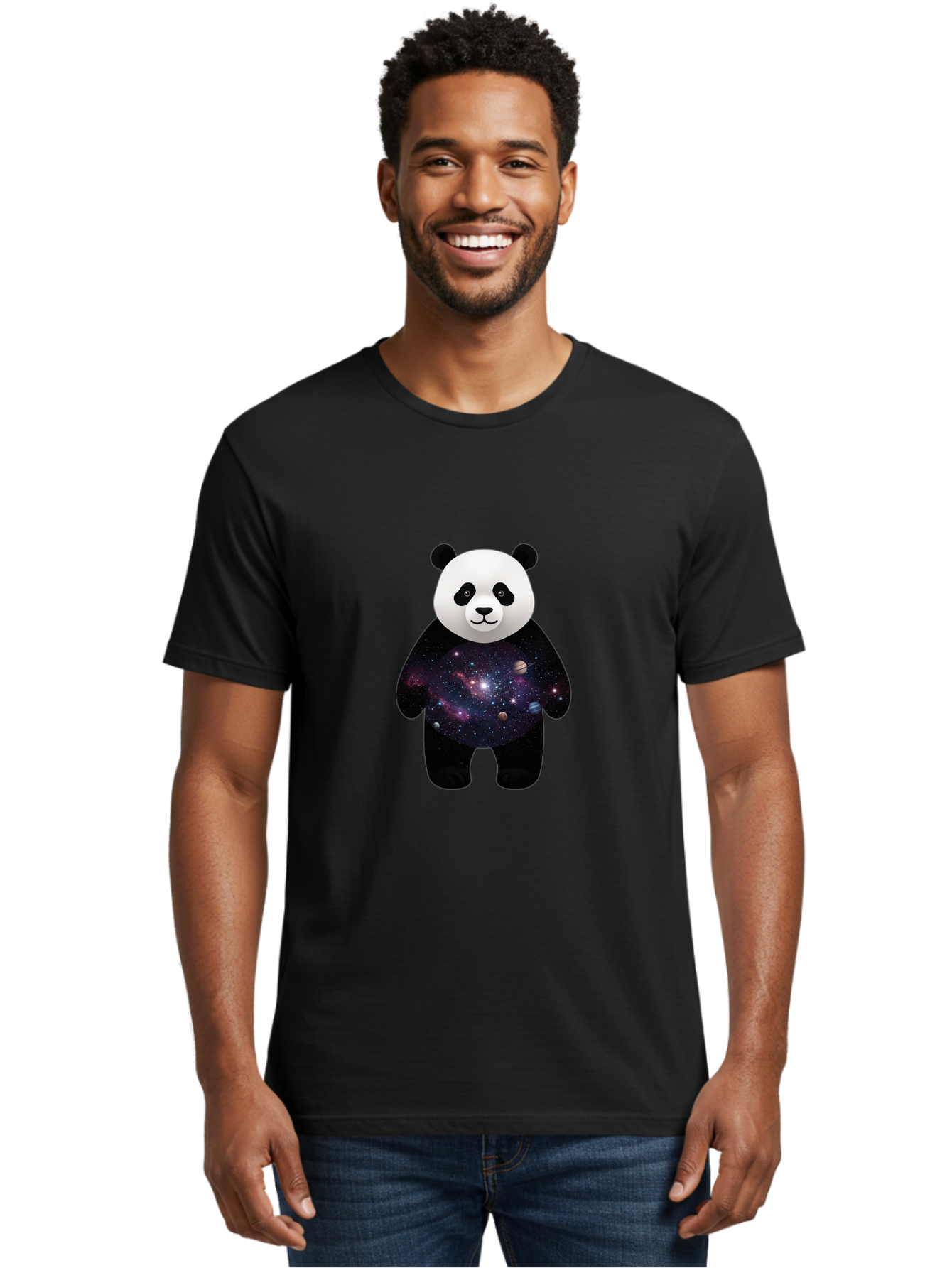 Panda-Galaxy-1 Men'S Graphic Tee, 100% Cotton, Comfortable Casual Summer Wear, Machine Washable, Vintage Camera, Old Camera, Antique Camera, Black Camera, Classic Photography, Photography Equipment, Nostalgic Device, Film Camera, Camera Art Baf289