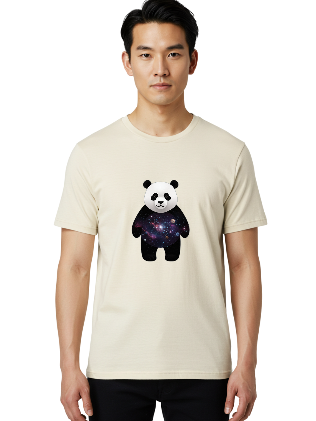 Panda-Galaxy-1 Men'S Graphic Tee, 100% Cotton, Comfortable Casual Summer Wear, Machine Washable, Vintage Camera, Old Camera, Antique Camera, Black Camera, Classic Photography, Photography Equipment, Nostalgic Device, Film Camera, Camera Art Baf289