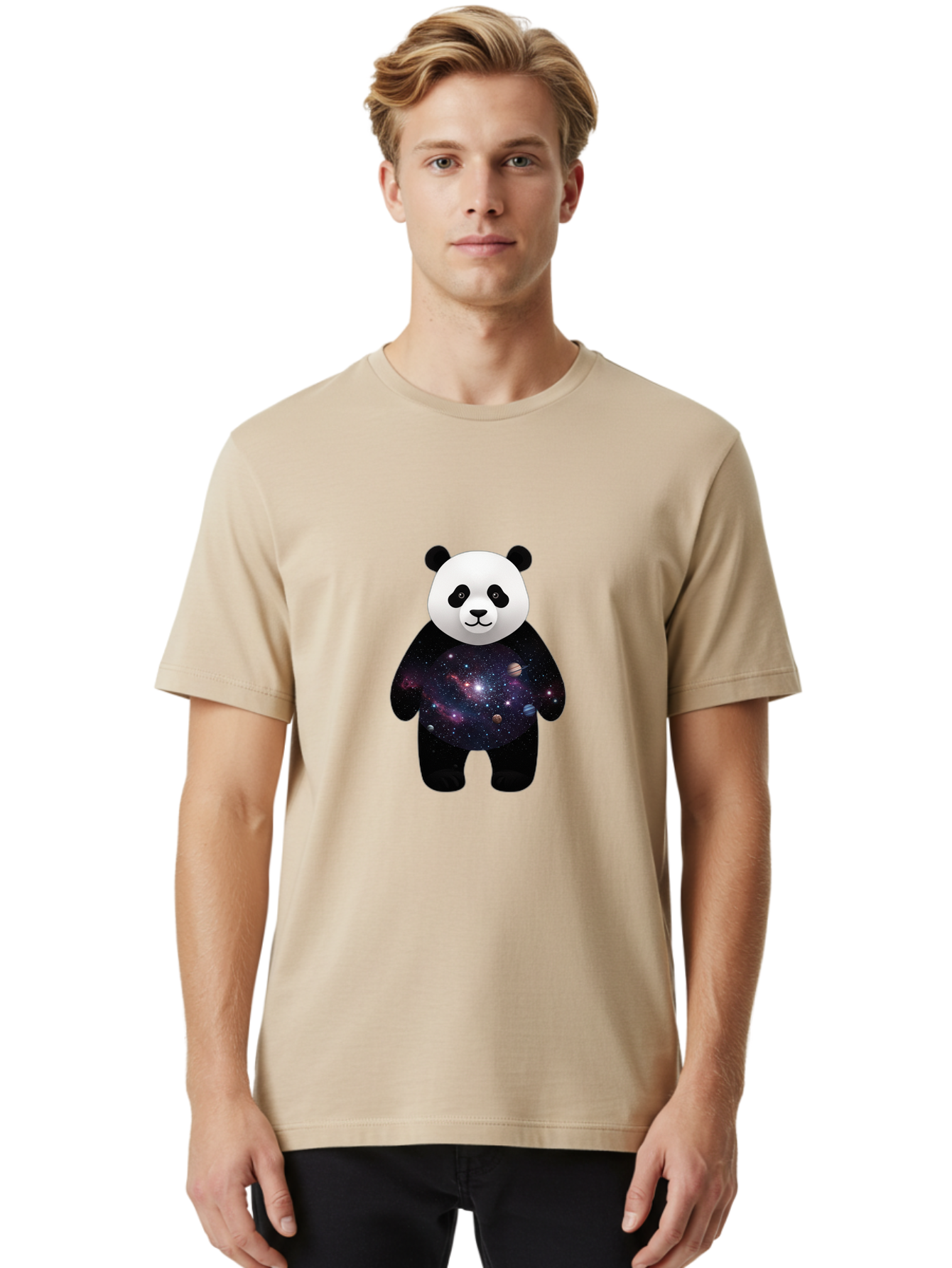 Panda-Galaxy-1 Men'S Graphic Tee, 100% Cotton, Comfortable Casual Summer Wear, Machine Washable, Vintage Camera, Old Camera, Antique Camera, Black Camera, Classic Photography, Photography Equipment, Nostalgic Device, Film Camera, Camera Art Baf289