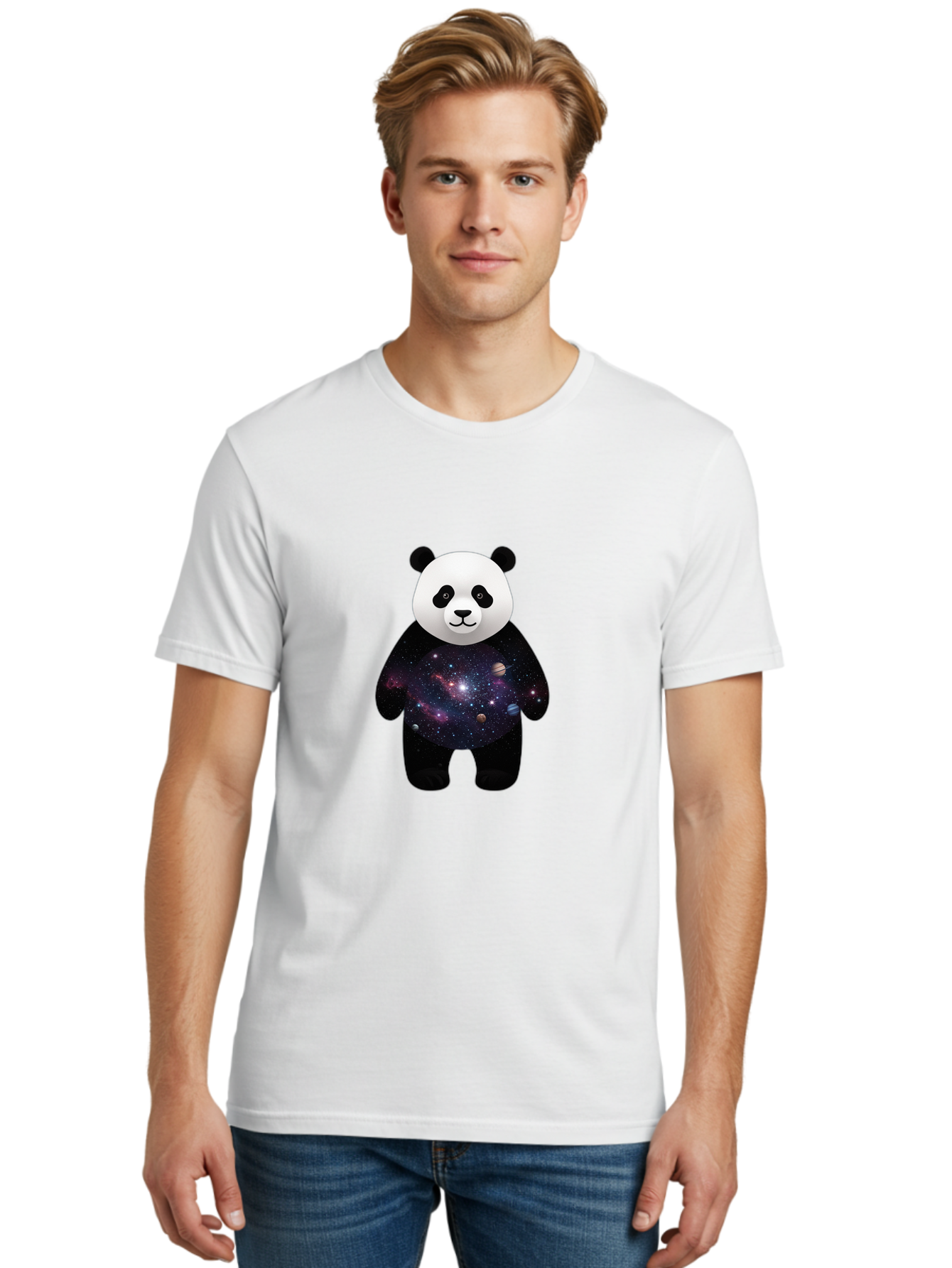 Panda-Galaxy-1 Men'S Graphic Tee, 100% Cotton, Comfortable Casual Summer Wear, Machine Washable, Vintage Camera, Old Camera, Antique Camera, Black Camera, Classic Photography, Photography Equipment, Nostalgic Device, Film Camera, Camera Art Baf289