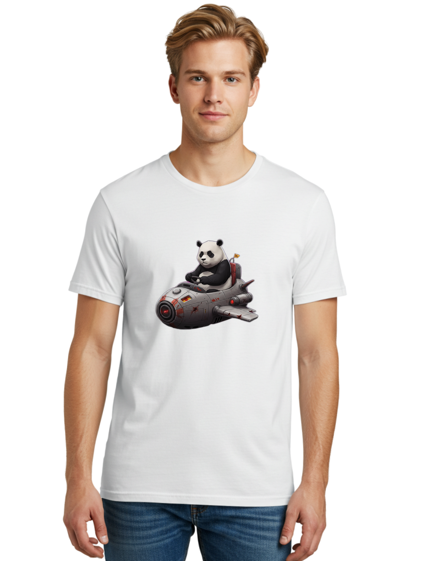 Panda-In-Spaceship-1 Men'S Graphic Tee, 100% Cotton, Comfortable Casual Summer Wear, Machine Washable, Vintage Camera, Old Camera, Antique Camera, Black Camera, Classic Photography, Photography Equipment, Nostalgic Device, Film Camera, Baf298