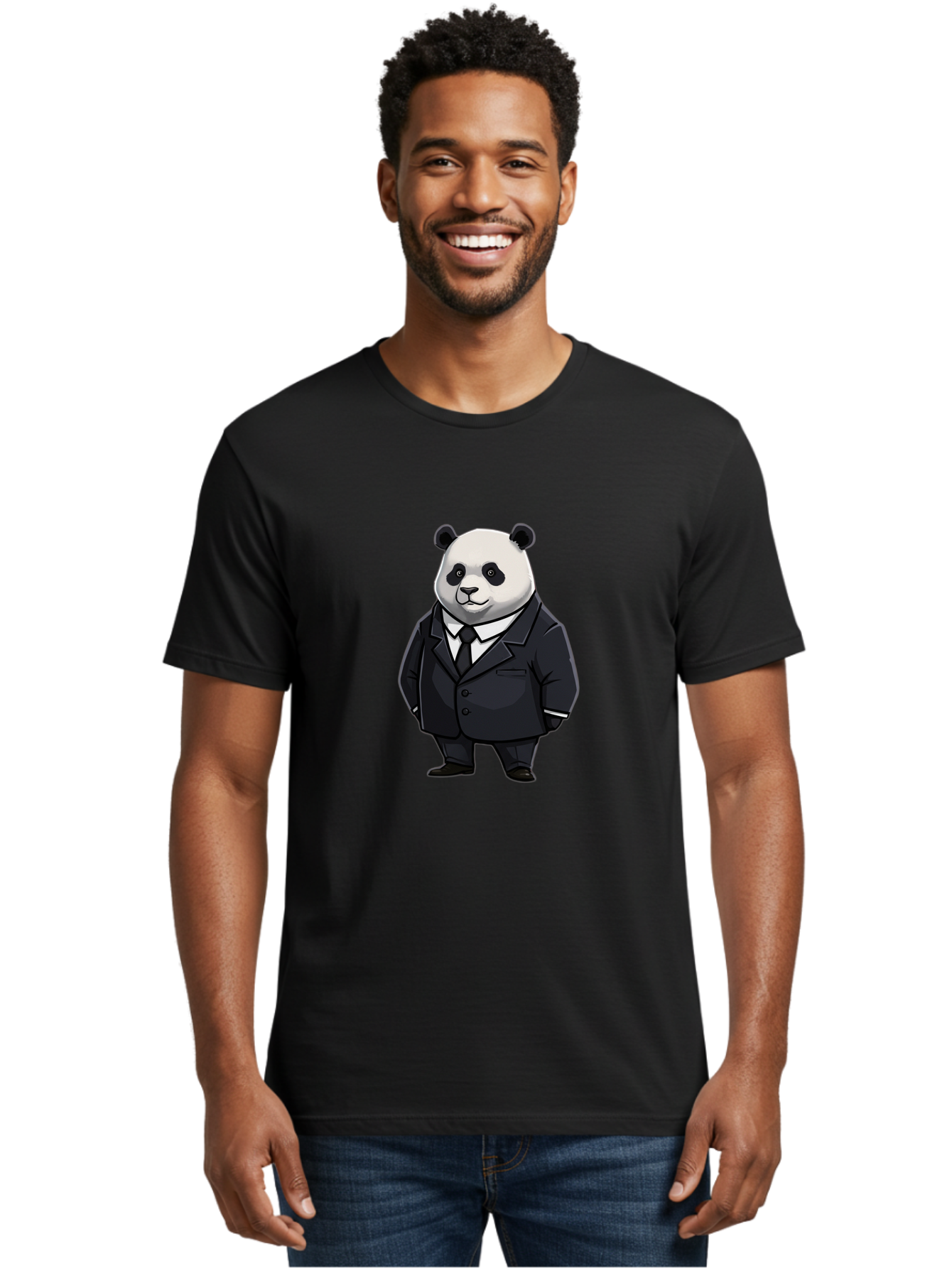 Panda-In-Suit Men'S Graphic Tee, 100% Cotton, Comfortable Casual Summer Wear, Machine Washable, Vintage Camera, Old Camera, Antique Camera, Black Camera, Classic Photography, Photography Equipment, Nostalgic Device, Film Camera, Camera Art Baf300