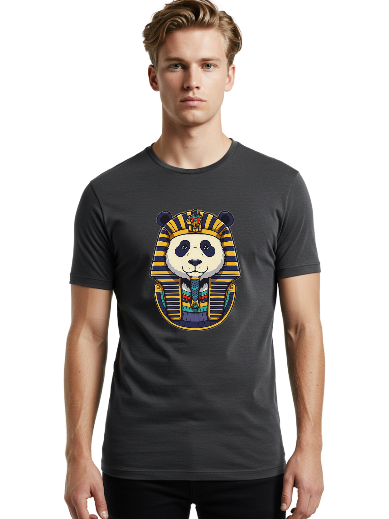 Panda-Pharaoh-1 Men'S Graphic Tee, 100% Cotton, Comfortable Casual Summer Wear, Machine Washable, Vintage Camera, Old Camera, Antique Camera, Black Camera, Classic Photography, Photography Equipment, Nostalgic Device, Film Camera, Camera Art Baf303