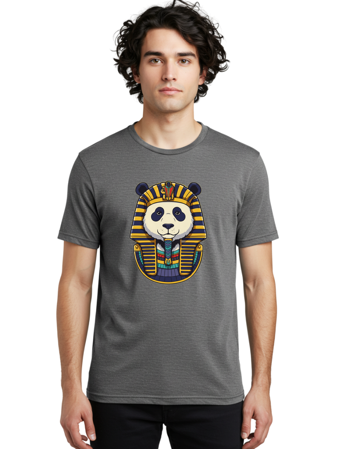 Panda-Pharaoh-1 Men'S Graphic Tee, 100% Cotton, Comfortable Casual Summer Wear, Machine Washable, Vintage Camera, Old Camera, Antique Camera, Black Camera, Classic Photography, Photography Equipment, Nostalgic Device, Film Camera, Camera Art Baf303