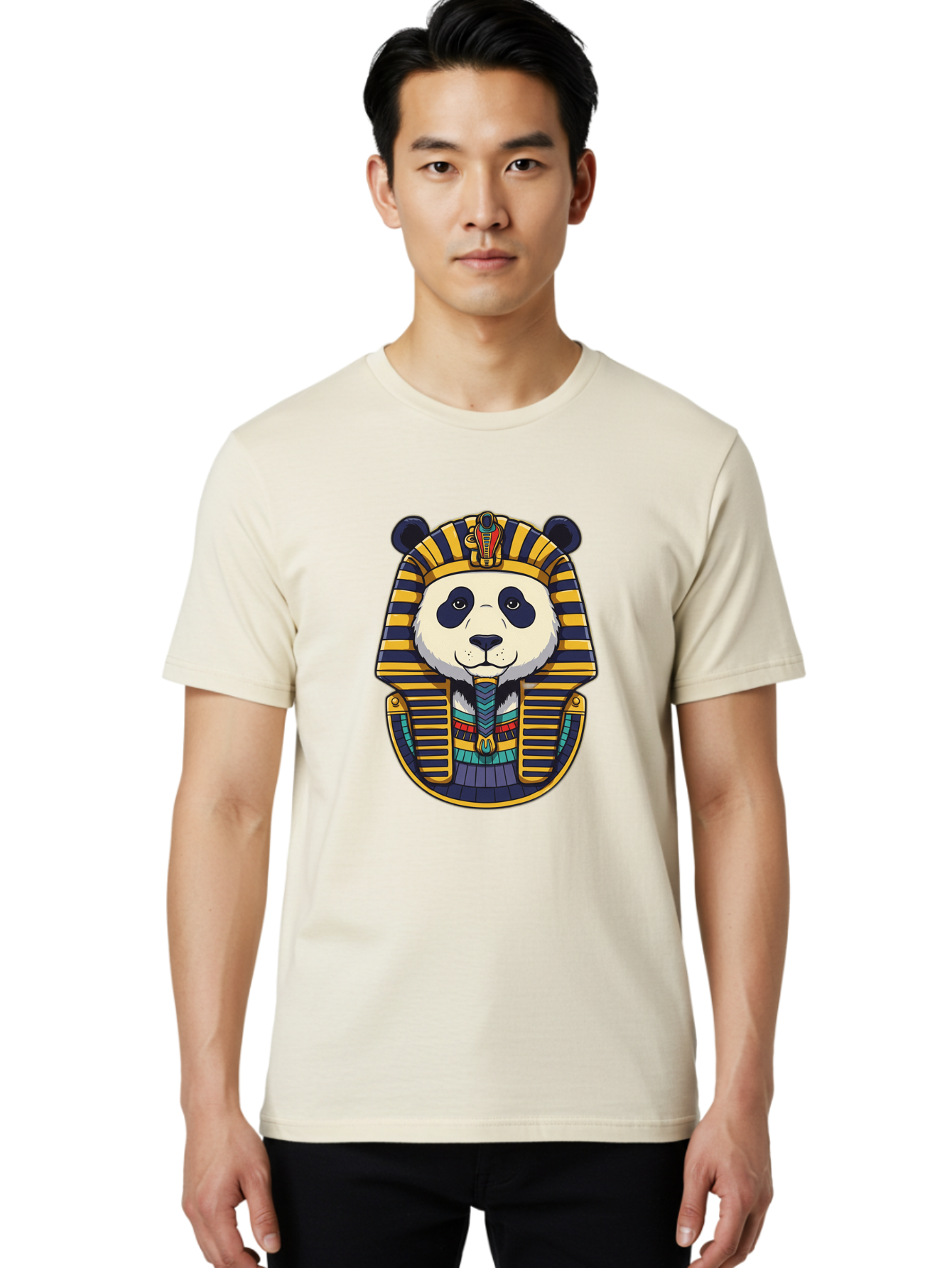 Panda-Pharaoh-1 Men'S Graphic Tee, 100% Cotton, Comfortable Casual Summer Wear, Machine Washable, Vintage Camera, Old Camera, Antique Camera, Black Camera, Classic Photography, Photography Equipment, Nostalgic Device, Film Camera, Camera Art Baf303