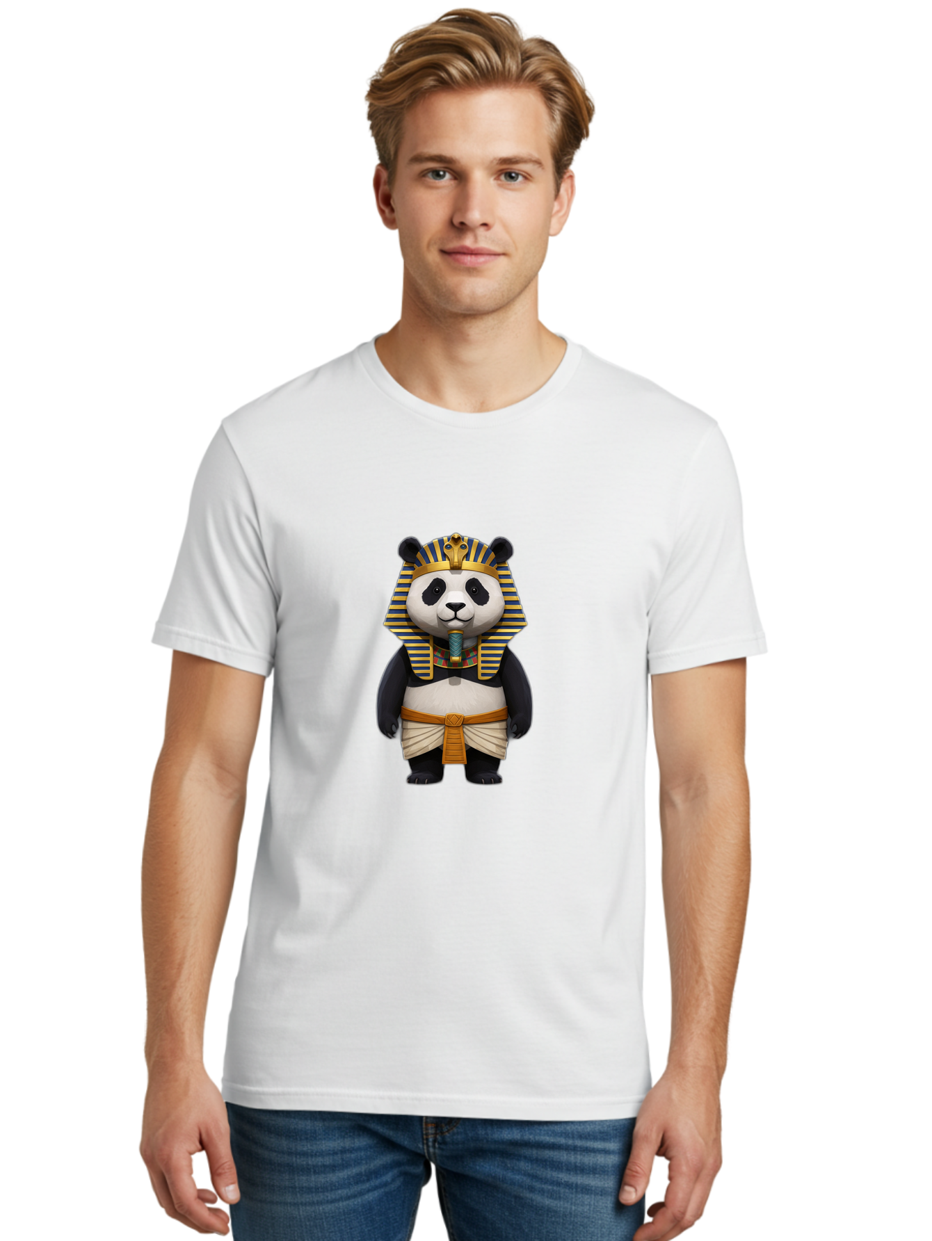 Panda-Pharaoh-2 Men'S Graphic Tee, 100% Cotton, Comfortable Casual Summer Wear, Machine Washable, Vintage Camera, Old Camera, Antique Camera, Black Camera, Classic Photography, Photography Equipment, Nostalgic Device, Film Camera, Camera Art Baf304