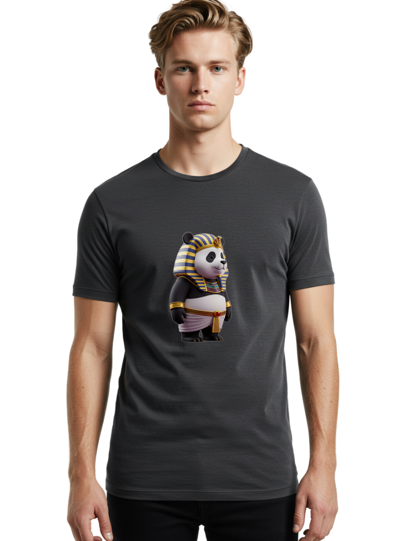 Panda-Pharaoh-5 Men'S Graphic Tee, 100% Cotton, Comfortable Casual Summer Wear, Machine Washable, Vintage Camera, Old Camera, Antique Camera, Black Camera, Classic Photography, Photography Equipment, Nostalgic Device, Film Camera, Camera Art Baf307