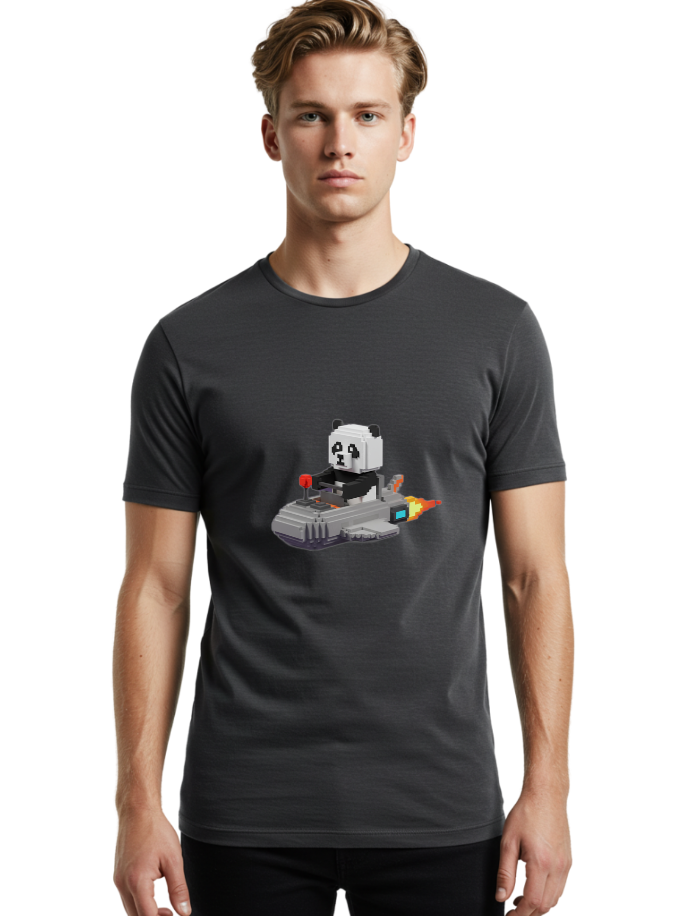 Panda-Pilot-1 Men'S Graphic Tee, 100% Cotton, Comfortable Casual Summer Wear, Machine Washable, Vintage Camera, Old Camera, Antique Camera, Black Camera, Classic Photography, Photography Equipment, Nostalgic Device, Film Camera, Camera Art Baf312