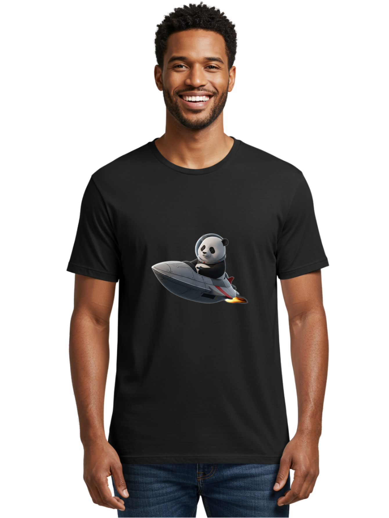 Panda-Riding-Spaceship-1 Men'S Graphic Tee, 100% Cotton, Comfortable Casual Summer Wear, Machine Washable, Vintage Camera, Old Camera, Antique Camera, Black Camera, Classic Photography, Photography Equipment, Nostalgic Device, Film Camera, Baf319