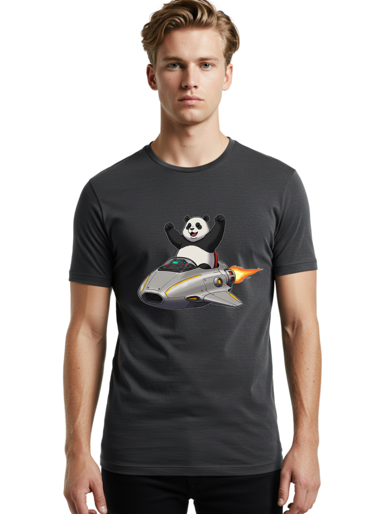 Panda-Riding-Spaceship Men'S Graphic Tee, 100% Cotton, Comfortable Casual Summer Wear, Machine Washable, Vintage Camera, Old Camera, Antique Camera, Black Camera, Classic Photography, Photography Equipment, Nostalgic Device, Film Camera, Baf320