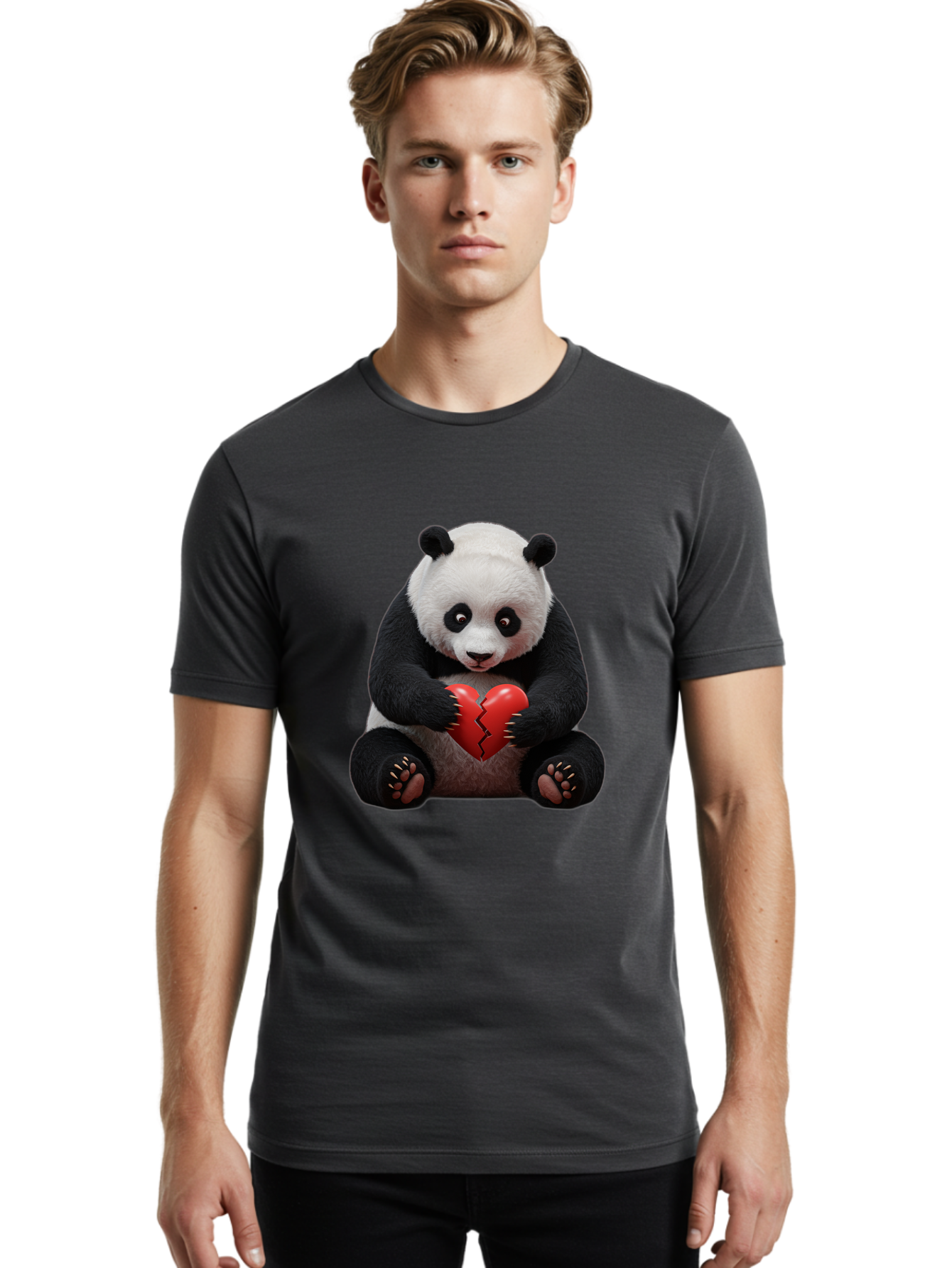 Panda-With-Broken-Heart-1 Men'S Graphic Tee, 100% Cotton, Comfortable Casual Summer Wear, Machine Washable, Vintage Camera, Old Camera, Antique Camera, Black Camera, Classic Photography, Photography Equipment, Nostalgic Device, Film Camera, Baf326