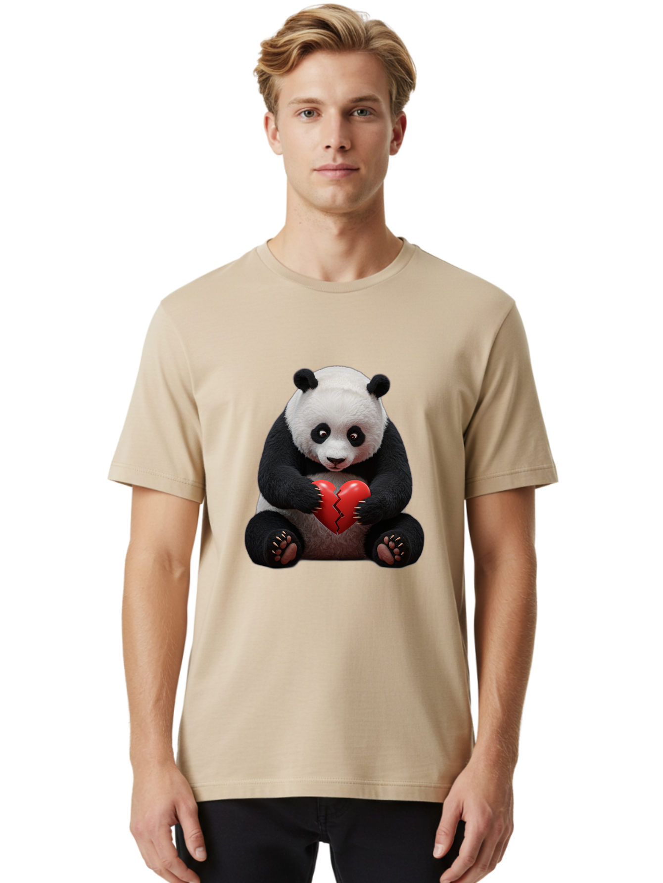 Panda-With-Broken-Heart-1 Men'S Graphic Tee, 100% Cotton, Comfortable Casual Summer Wear, Machine Washable, Vintage Camera, Old Camera, Antique Camera, Black Camera, Classic Photography, Photography Equipment, Nostalgic Device, Film Camera, Baf326