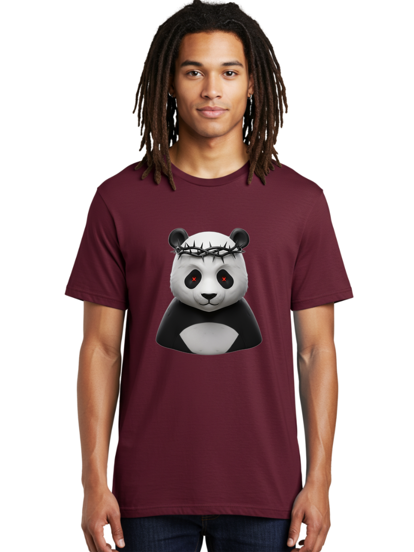 Panda-With-Crown-Of-Thorns-2 Men'S Graphic Tee, 100% Cotton, Comfortable Casual Summer Wear, Machine Washable, Vintage Camera, Old Camera, Antique Camera, Black Camera, Classic Photography, Photography Equipment, Nostalgic Device, Film Camera, Baf332