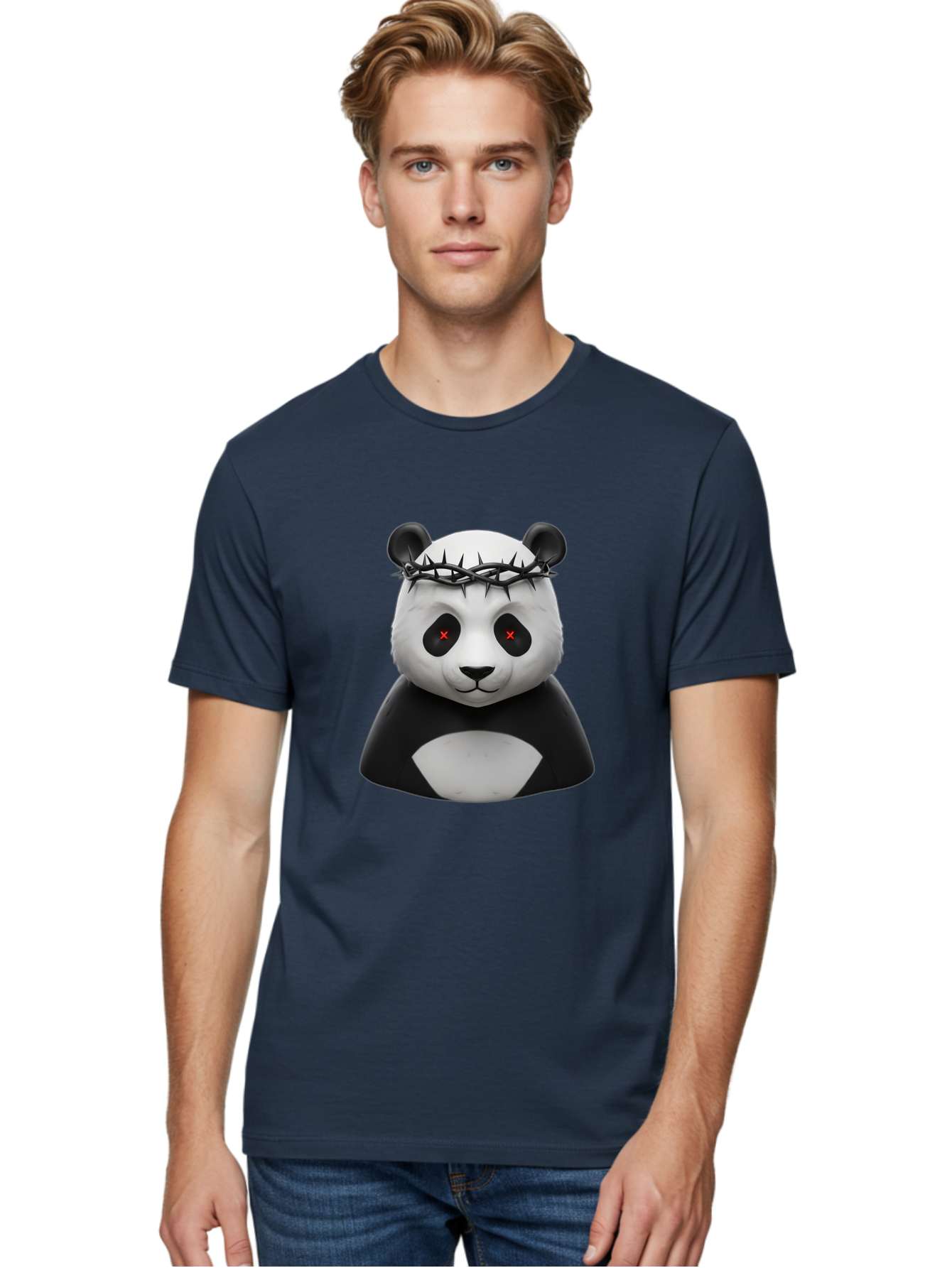 Panda-With-Crown-Of-Thorns-2 Men'S Graphic Tee, 100% Cotton, Comfortable Casual Summer Wear, Machine Washable, Vintage Camera, Old Camera, Antique Camera, Black Camera, Classic Photography, Photography Equipment, Nostalgic Device, Film Camera, Baf332