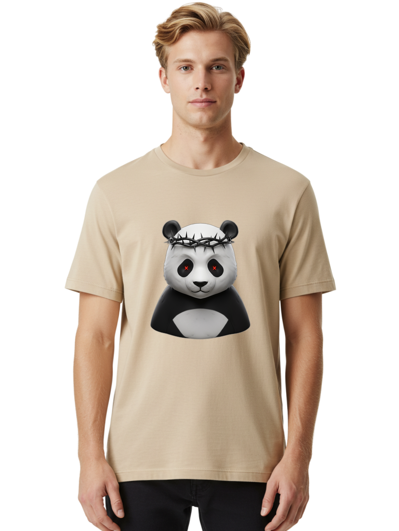Panda-With-Crown-Of-Thorns-2 Men'S Graphic Tee, 100% Cotton, Comfortable Casual Summer Wear, Machine Washable, Vintage Camera, Old Camera, Antique Camera, Black Camera, Classic Photography, Photography Equipment, Nostalgic Device, Film Camera, Baf332