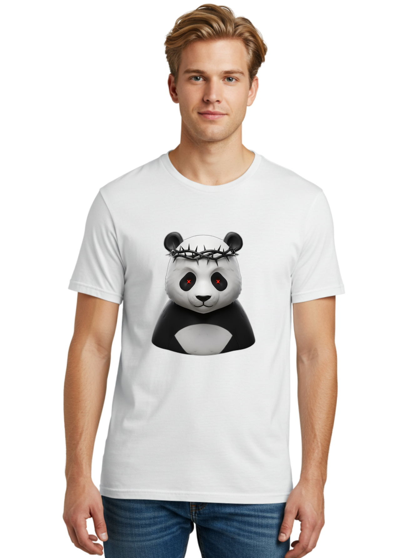 Panda-With-Crown-Of-Thorns-2 Men'S Graphic Tee, 100% Cotton, Comfortable Casual Summer Wear, Machine Washable, Vintage Camera, Old Camera, Antique Camera, Black Camera, Classic Photography, Photography Equipment, Nostalgic Device, Film Camera, Baf332