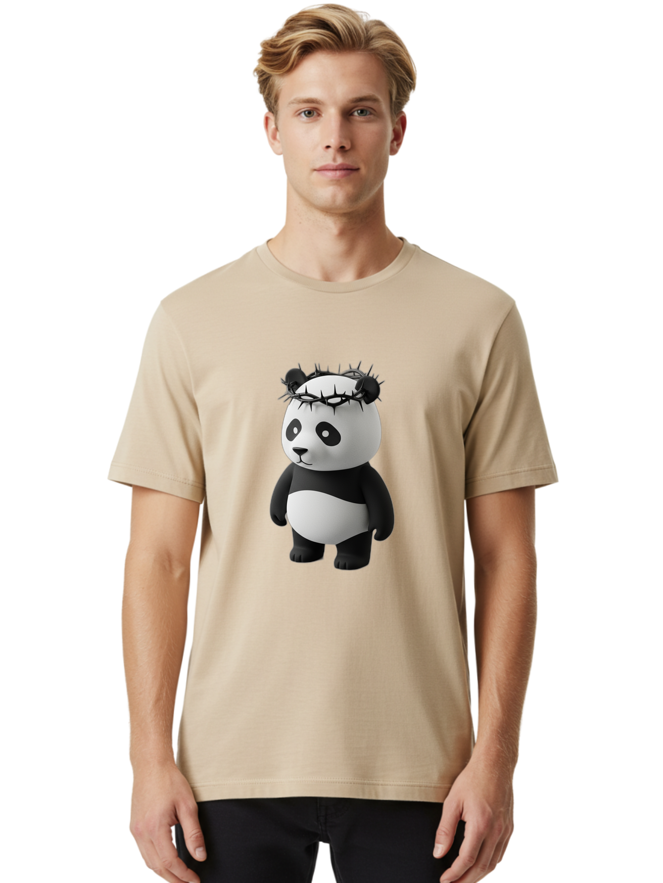 Panda-With-Crown-Of-Thorns-3 Men'S Graphic Tee, 100% Cotton, Comfortable Casual Summer Wear, Machine Washable, Vintage Camera, Old Camera, Antique Camera, Black Camera, Classic Photography, Photography Equipment, Nostalgic Device, Film Camera, Baf333