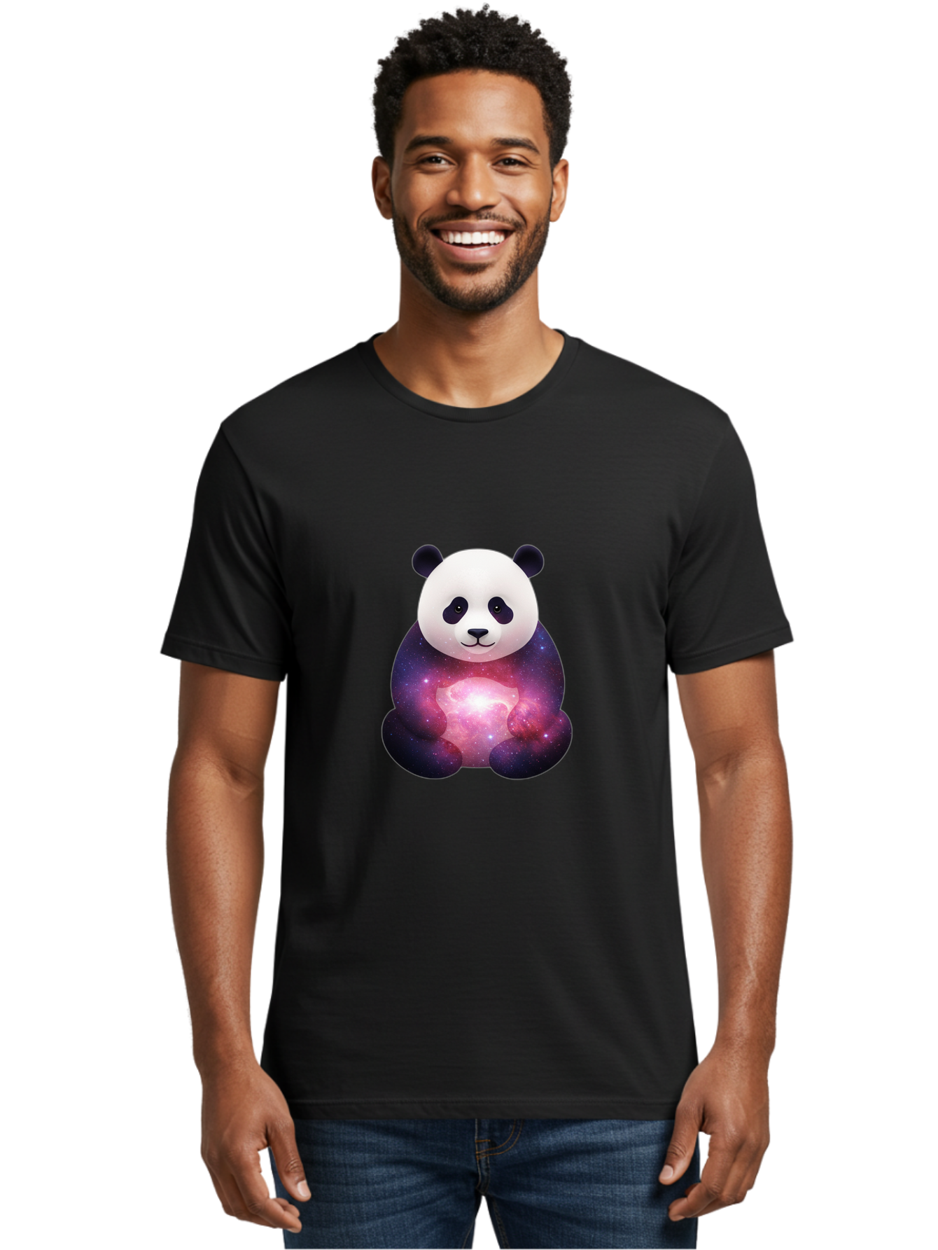Panda-With-Galaxy Men'S Graphic Tee, 100% Cotton, Comfortable Casual Summer Wear, Machine Washable, Vintage Camera, Old Camera, Antique Camera, Black Camera, Classic Photography, Photography Equipment, Nostalgic Device, Film Camera, Camera Art Baf335
