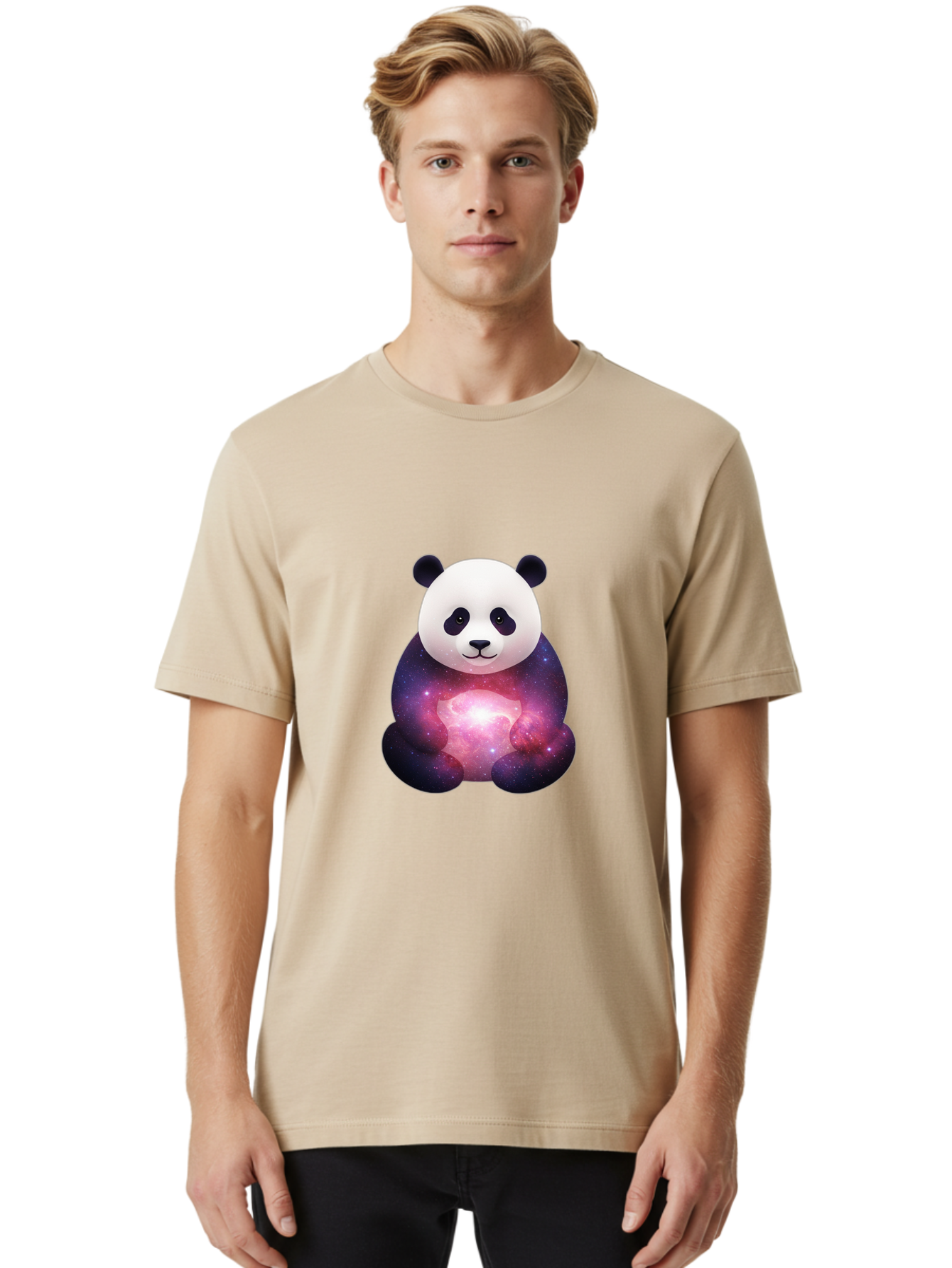 Panda-With-Galaxy Men'S Graphic Tee, 100% Cotton, Comfortable Casual Summer Wear, Machine Washable, Vintage Camera, Old Camera, Antique Camera, Black Camera, Classic Photography, Photography Equipment, Nostalgic Device, Film Camera, Camera Art Baf335